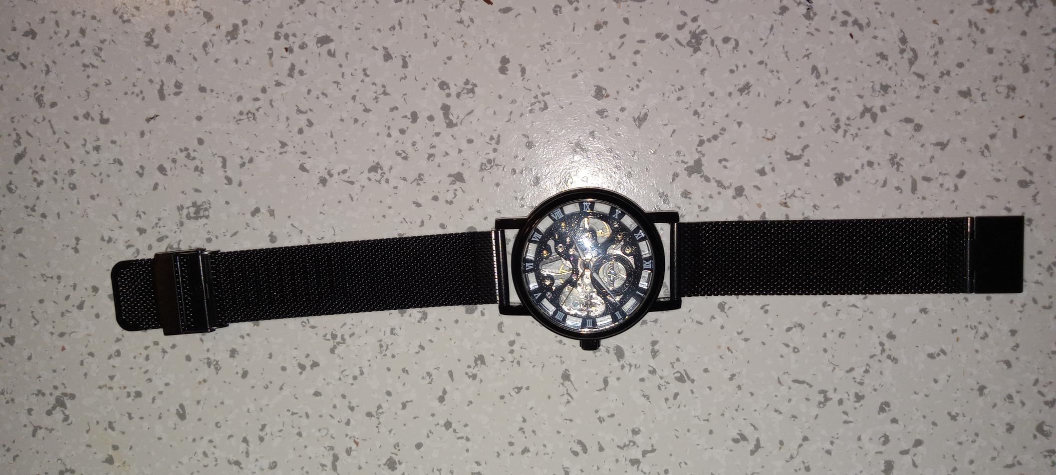 Men's Mesh/LeatherStrap Mechanical Skeleton Watch,Fashion Sports Business Casual Waterproof Watch for Men customer photo 2