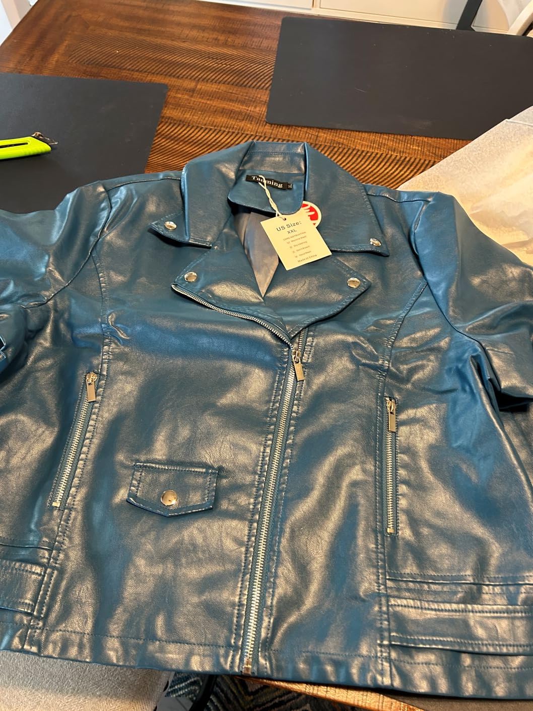 Tanming Women's Faux Leather Moto Biker Short Coat Jacket customer photo 1