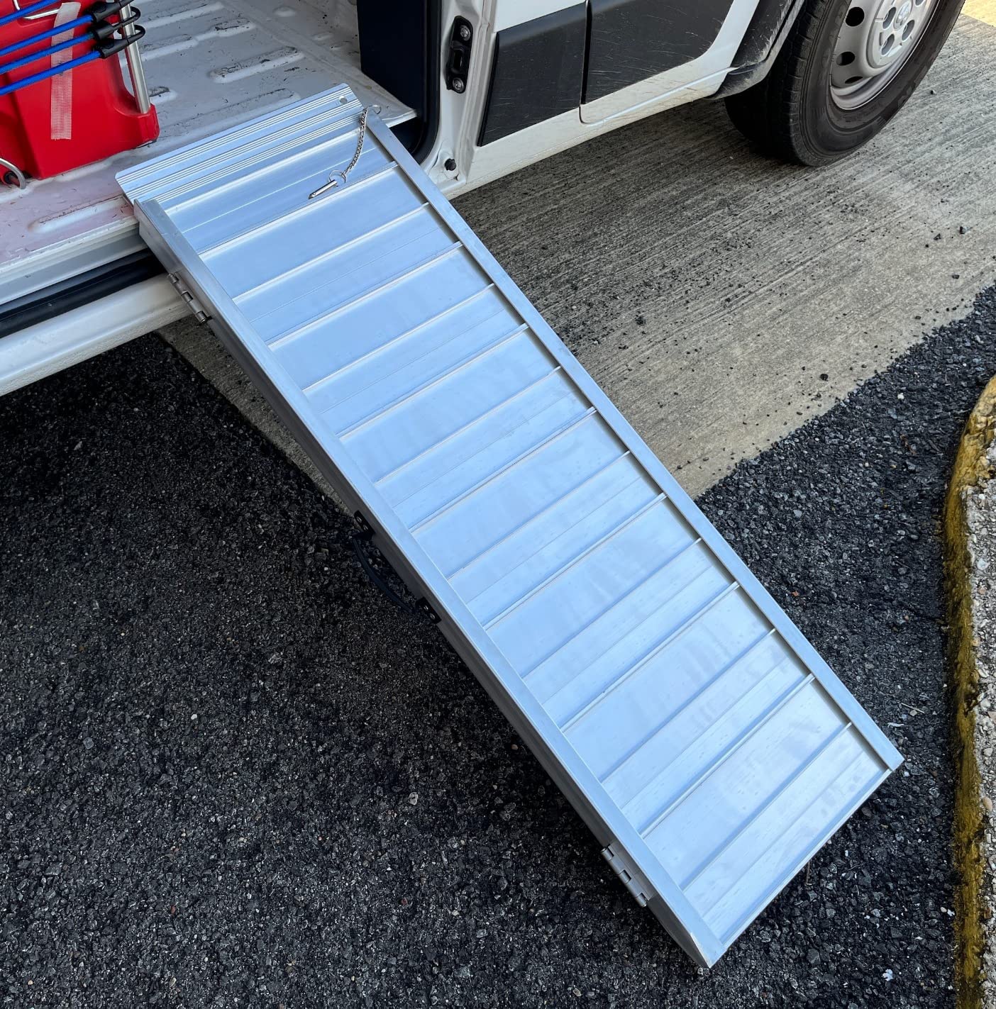 Portable Wheelchair Ramp 3FT, Ramps for Wheelchairs for Home Steps | Non-Skid, Aluminum, 800lb, Protective Side Rails, Handle, Universal Mobility Scooter Compatibility, Compact Foldable Storage customer photo 1