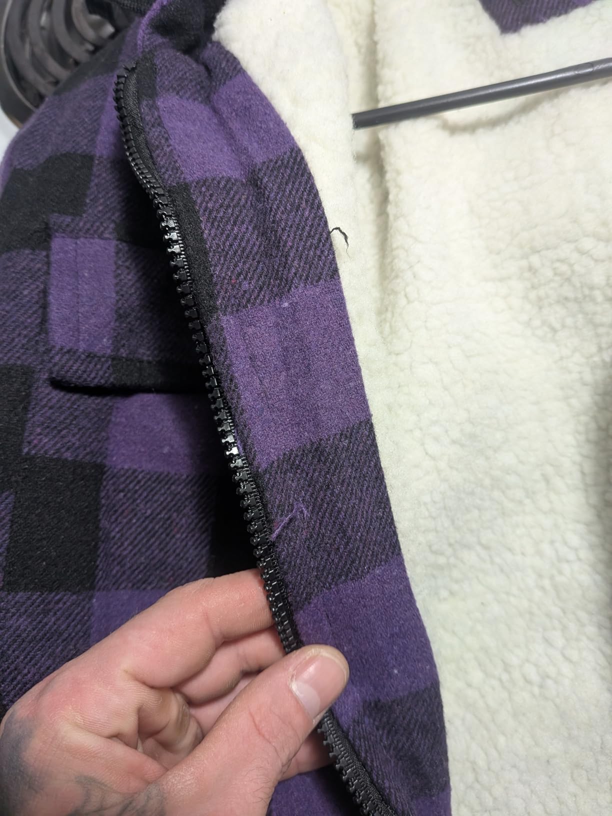 SCODI Men's Flannel Shirt Jacket Fleece Sherpa Lined Plaid Zip Up Hoodies | Machine Wash, 4 Pockets, Big and Tall, Vintage, Classic, Stylish, Casual, Heavyweight Sweatshirt, Winter Outwear, Warm Coat customer photo 2
