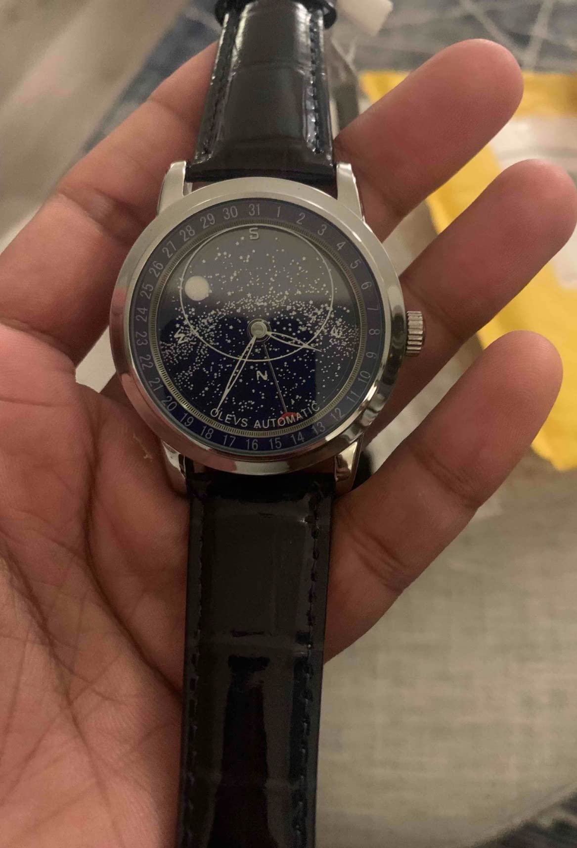 Gold Skeleton Men's Automatic Mechanical Watches self Winding Luxury Dress Shiny Diamond Stainless Steel Waterproof Luminous Wrist Watches customer photo 1