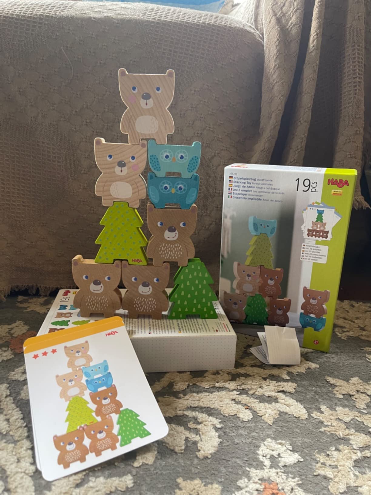 HABA Forest Friends Wooden Stacking Toy - Montessori Sorting Game & Shape Sorter for Toddlers - Educational Wooden Blocks for Preschool Learning - Stacking Toys for Toddlers 2+, Made in Germany customer photo 1