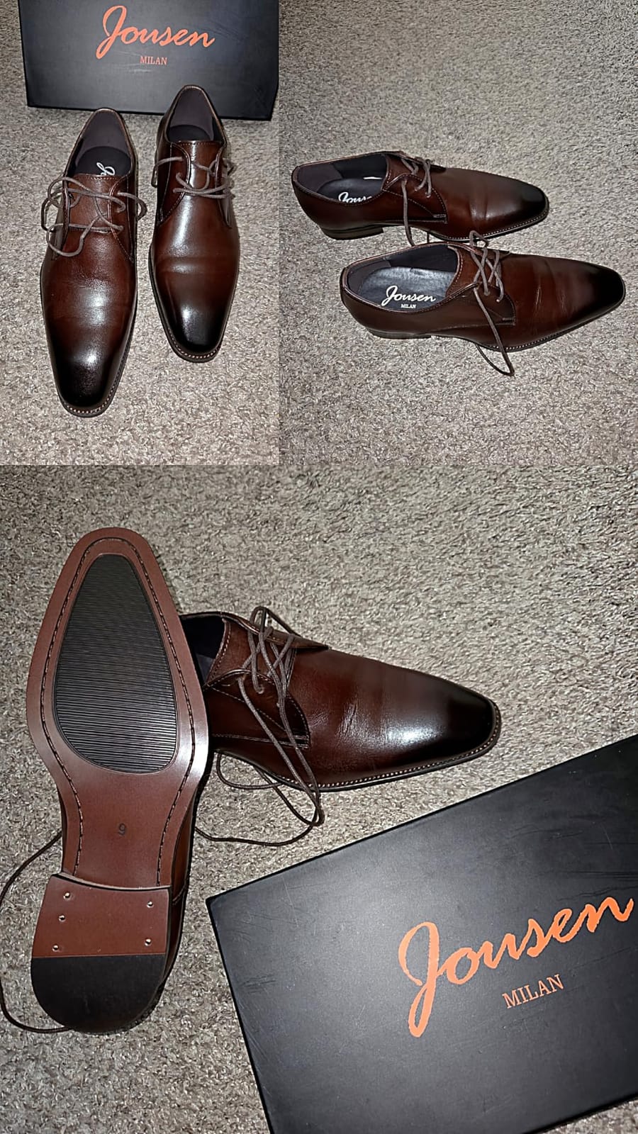 Jousen Men's Dress Shoes Leather Wingtip Oxford Shoes customer photo 2