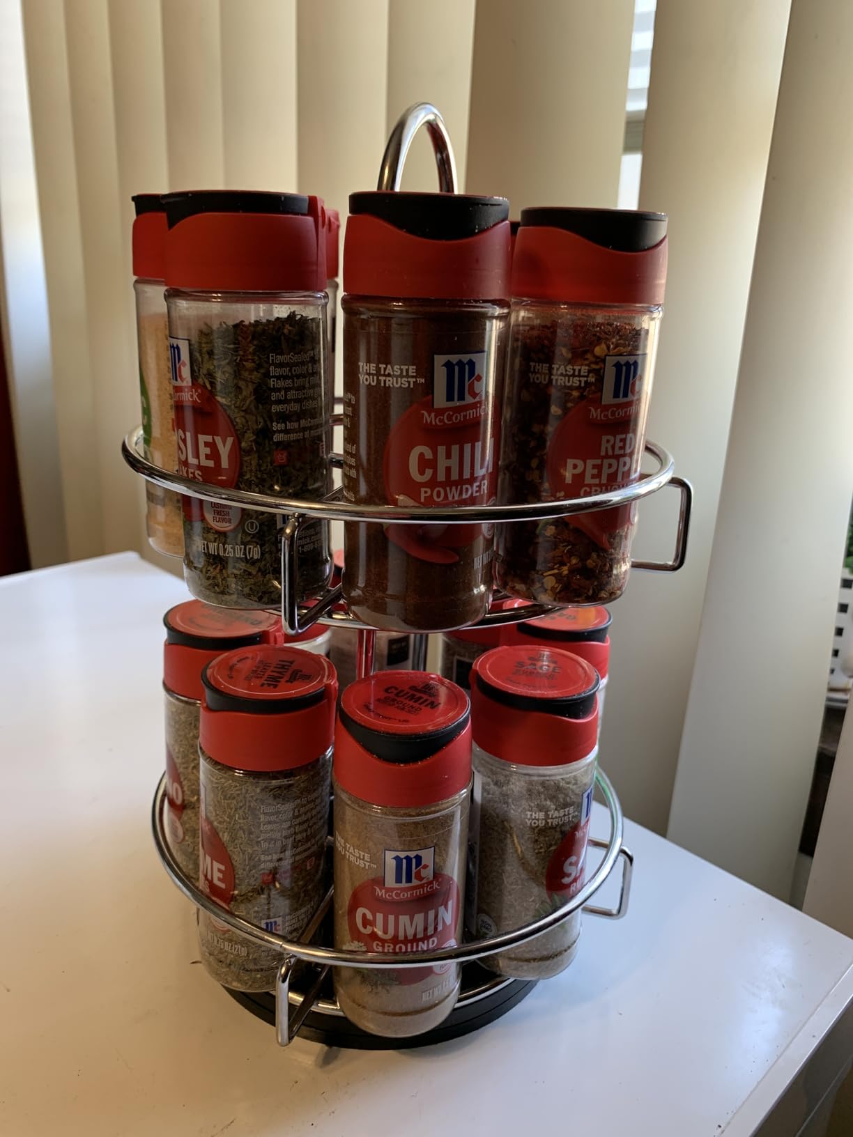 McCormick Spice Rack, Two Tier Chrome, Featuring 16 Herbs & Spices for Everyday Cooking, Great Gift for Housewarming, Wedding & Bridal Shower, 26.09 oz customer photo 1