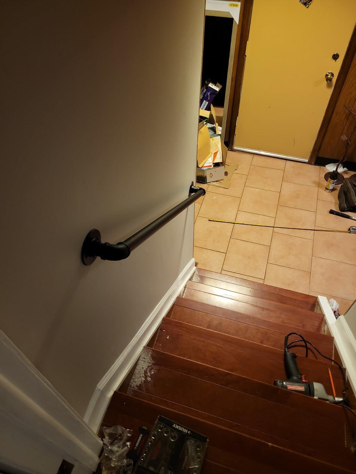 13FT Industrial Stair Railing Wall Mount Staircase Handrail φ1.3 Pipe Hand Rail for Steps Grab Bar Foot Rail Vintage Pipe Railing Black Deck Handrail for Outdoor Indoor Stairs Porch customer photo 2