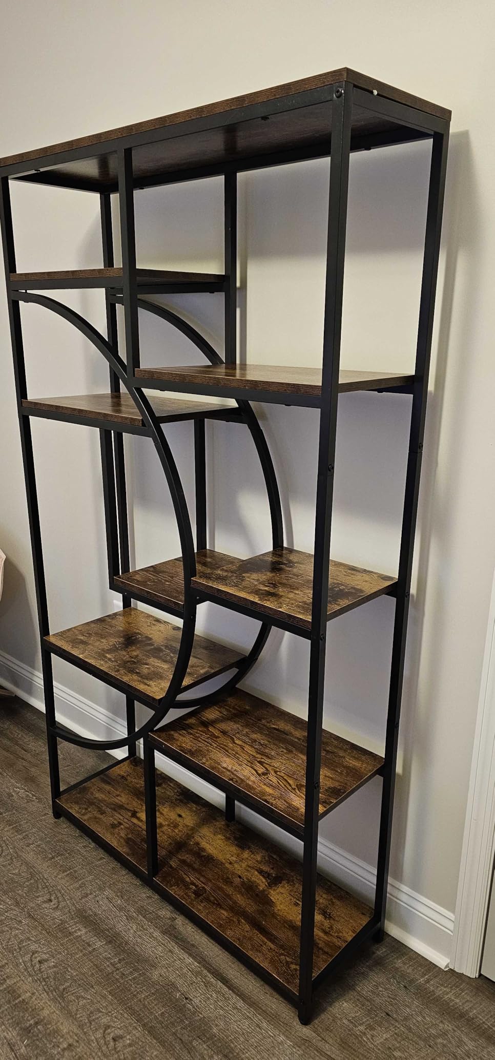 Tribesigns Bookshelf, Industrial 5 Tier Etagere Bookcase, Freestanding Tall Bookshelves Display Shelf Storage Organizer with 9-Open Storage Shelf for Living Room, Bedroom customer photo 1