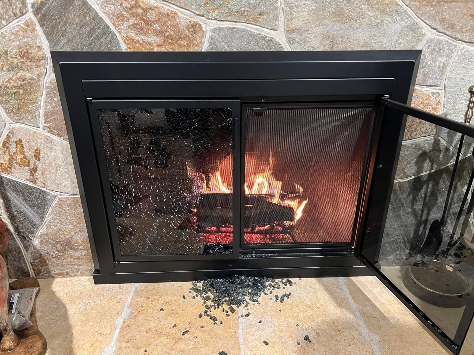 UniFlame Logan, Cabinet-Style Fireplace Doors, Black, Large | Smoke Tempered Glass customer photo 1