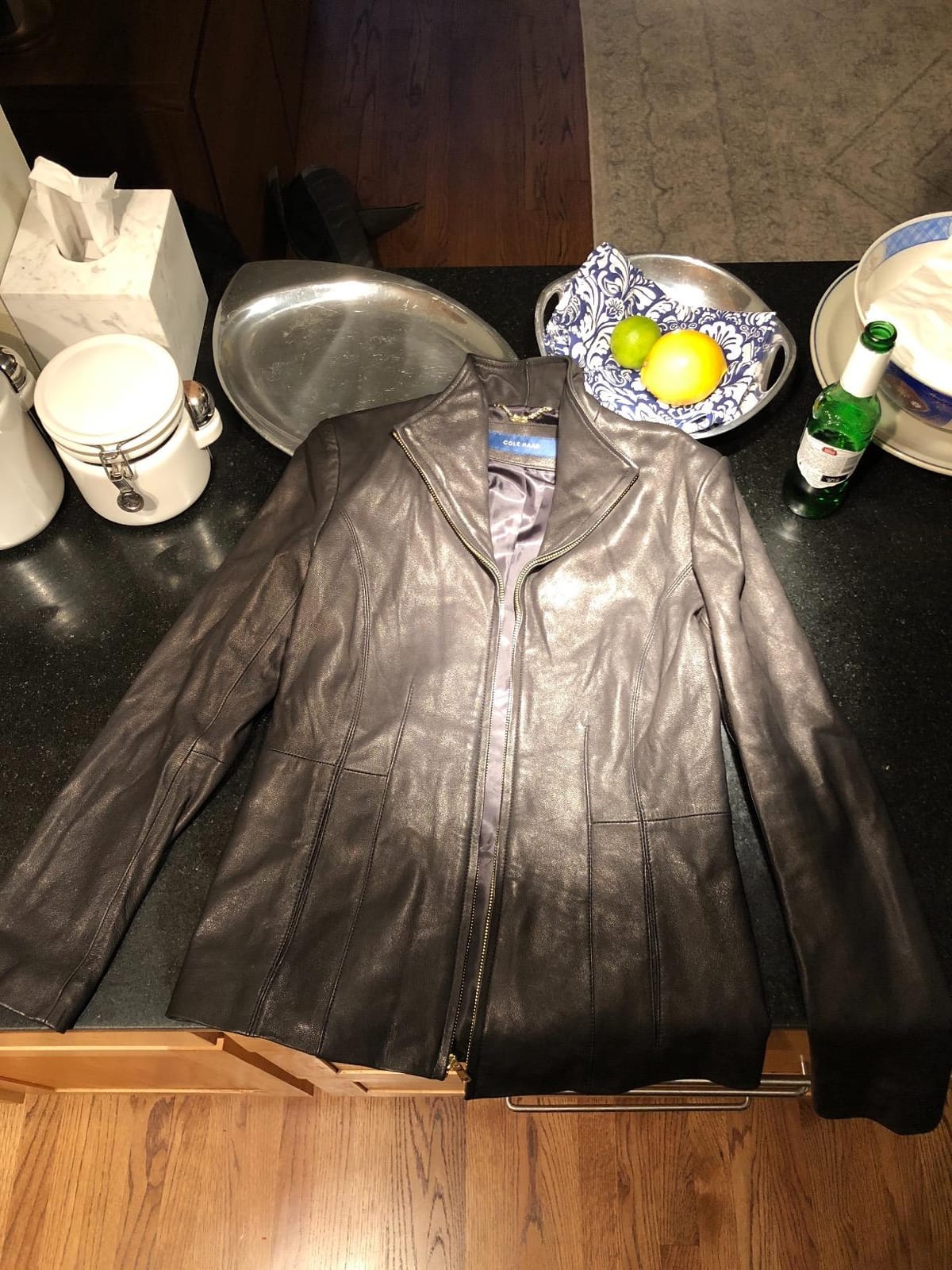 Cole Haan Women's Leather Wing Collared Jacket (Standard and Plus Size) customer photo 1