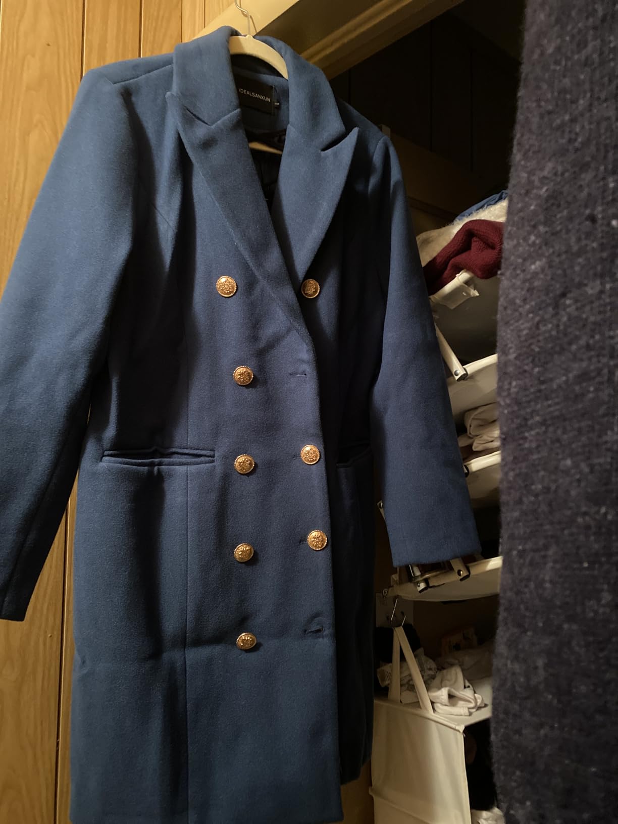 IDEALSANXUN Womens Fall Winter Wool Coats Double Breasted Midi Peacoat Trench Coats customer photo 2