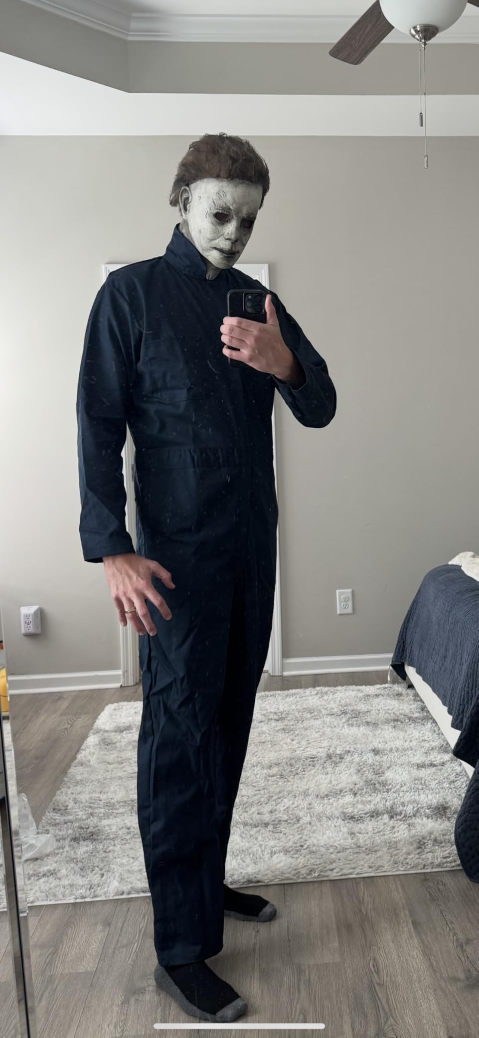 Durable Cotton Blend Coveralls for Men Relaxed Fit Work Mechanic Jumpsuit customer photo 2
