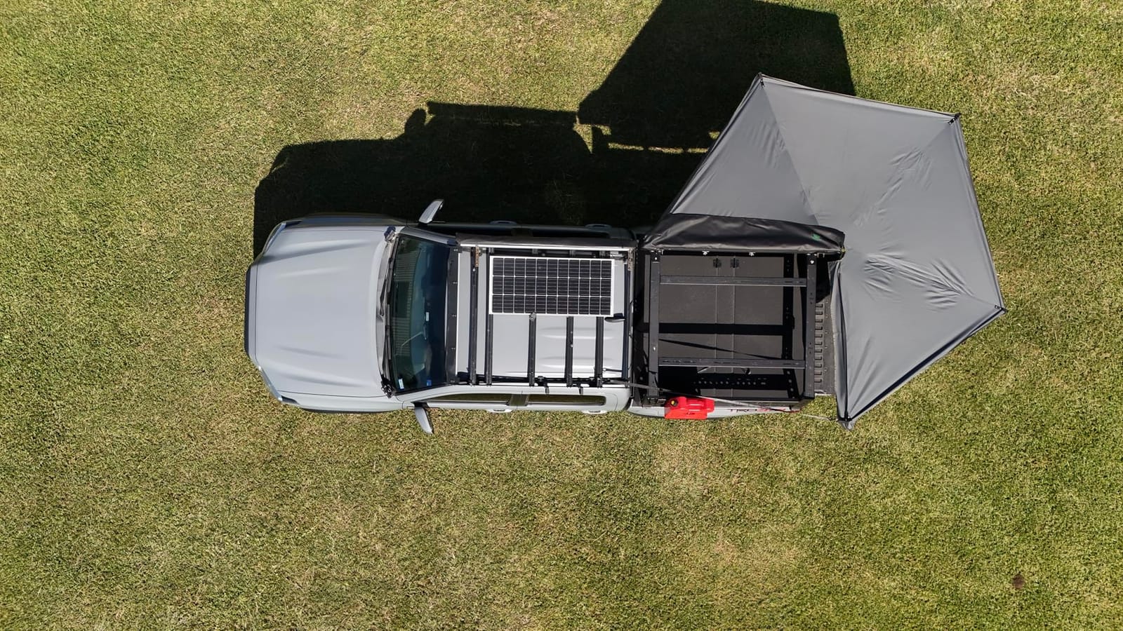 Overland Vehicle Systems HD Nomadic 270 LTE Awning Passenger Side | 65 Sq Ft of Coverage | Dark Gray Fabric with Travel Cover Included | Twist and Lock Technology | Weather-Resistant customer photo 1