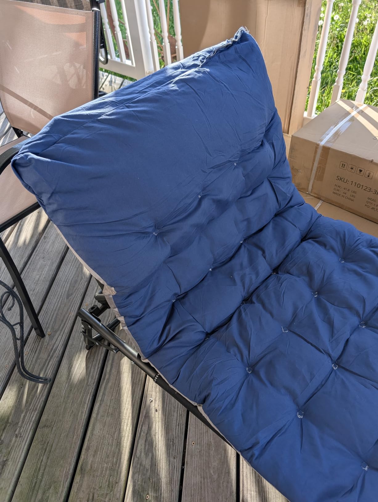 ABORON Tanning Chair, 5-Position Padded Folding Chaise Lounge customer photo 1