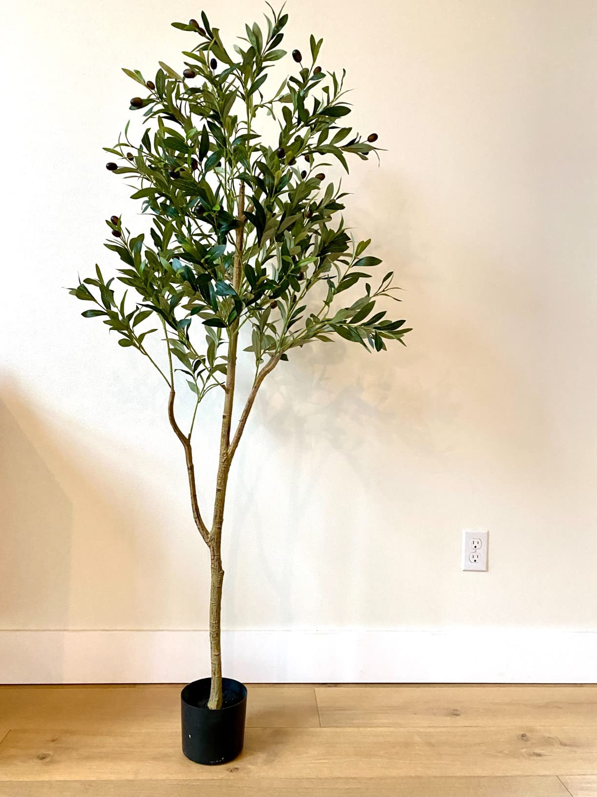 Artificial Olive Tree Tall Fake Potted Olive Silk Tree with Planter Large Faux Olive Branches and Fruits Artificial Tree for Modern Home Office Living Room Floor Decor Indoor (7FT) customer photo 2