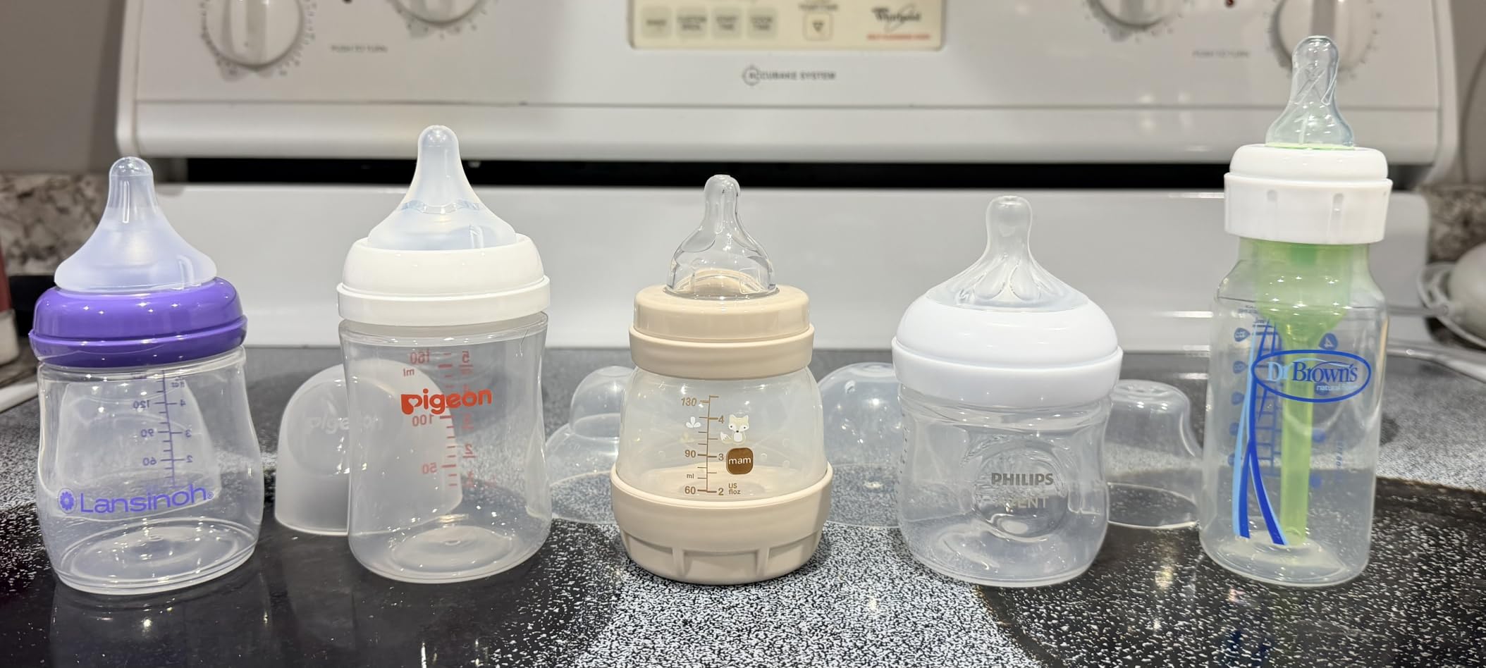 Pigeon PP Wide Neck Anti-Colic Nursing Bottle, 5 oz, 4-Pack | 4 SS Nipples (0m+) customer photo 2