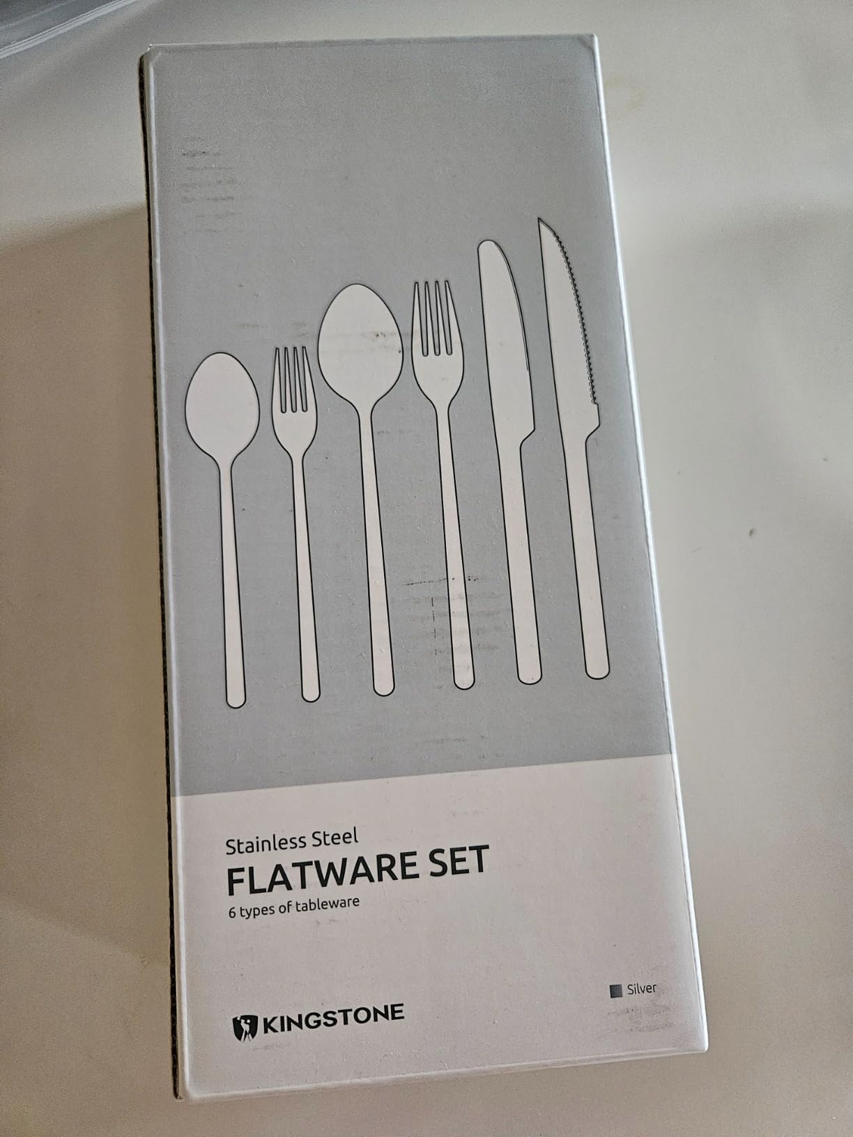 KINGSTONE 40 Piece Silverware Set, Flatware Set for 8, 18/10 Stainless Steel Cutlery Set Mirror Polished Modern Design Dishwasher Safe customer photo 1