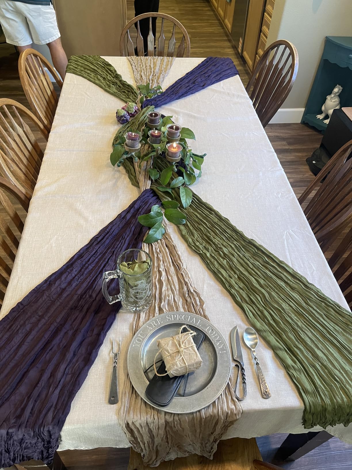 Fitable Nature Faux Linen Tablecloths Rectangle 60 x 84 Inch - 2 Pack Neutral Table Clothes for 4-6 Foot Tables, Wrinkle-Proof Faux Burlap Table Cover for Dining, Farmhouse, Outdoor Picnic, Camping customer photo 1