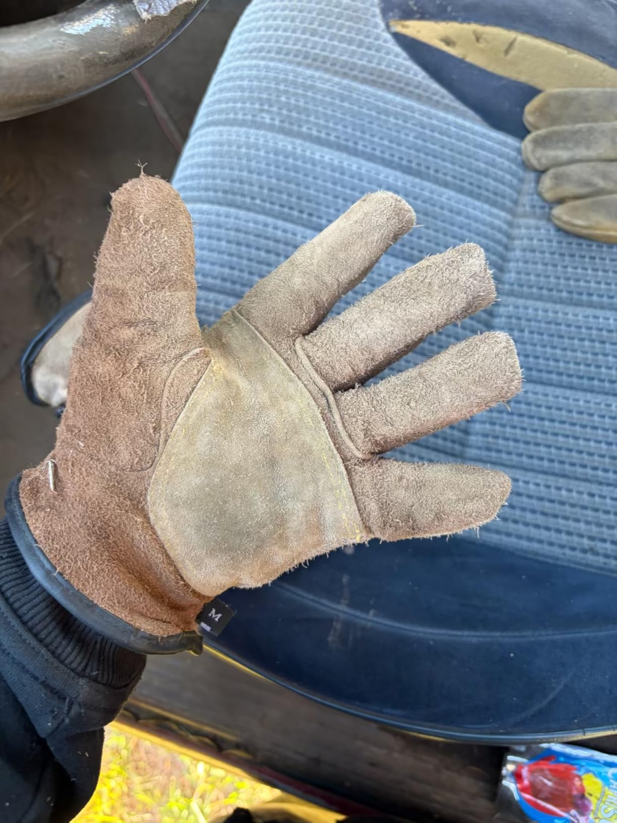 WZQH Leather Work Gloves for Men or Women.Gardening,Welding,Coffee-grey L customer photo 1