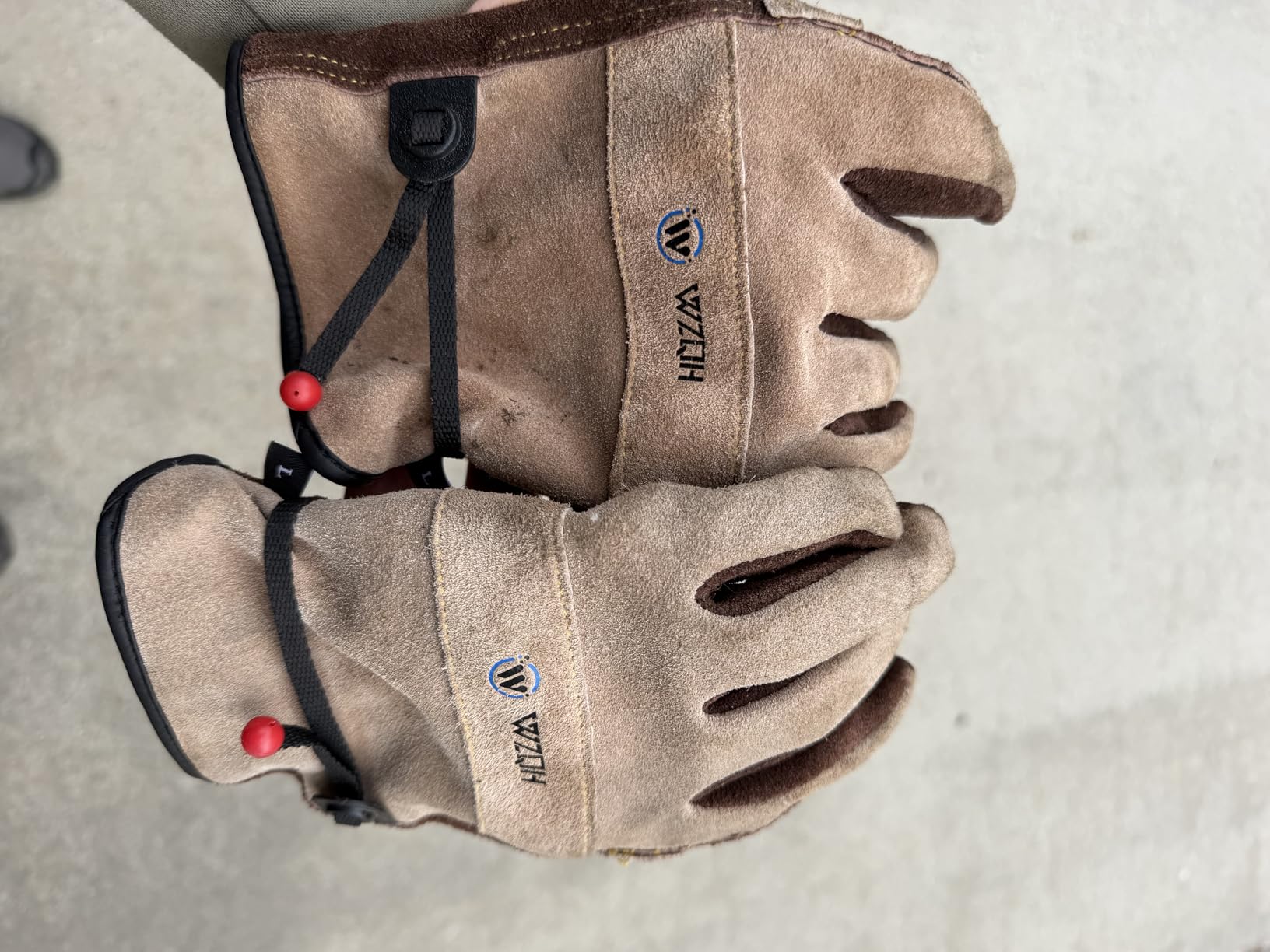 WZQH Leather Work Gloves for Men or Women.Gardening,Welding,Coffee-grey L customer photo 2