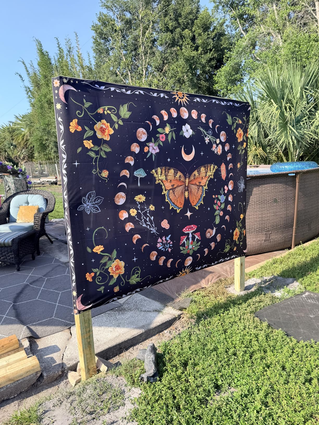 Aipon Orange Butterfly Moon Flower Tapestry Botanical Floral Plant Boho Tapestry for Bedroom Aesthetic Vintage Tapestries Wall Hanging for Living Room Dorm (36.00