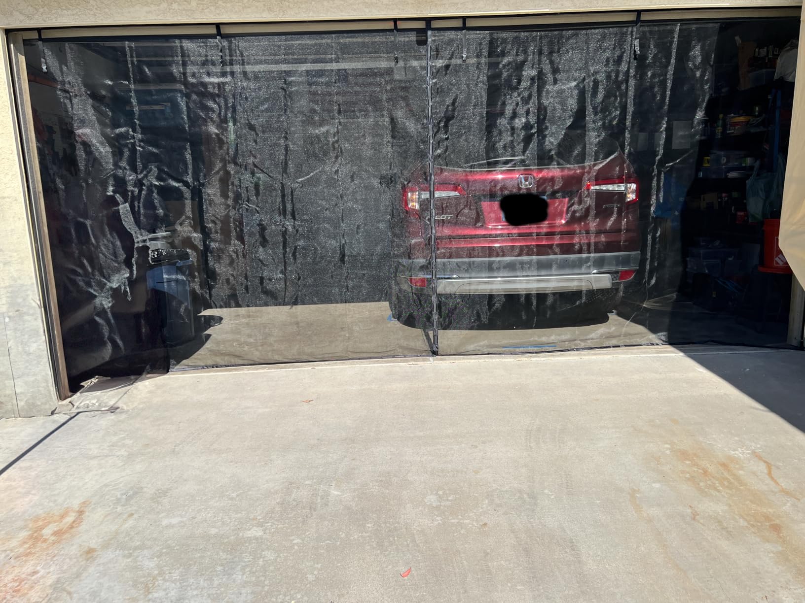 Elytsemoh Garage Screen Doors for 2-Car Garage -16x7FT, Fiberglass, Black | 2300g/5.1 Lb Heavy Duty Magnetic Door Screen, Hands-Free with 6 Roll Up Straps for Patio, Outdoor, Gym, Sun House Porch customer photo 1