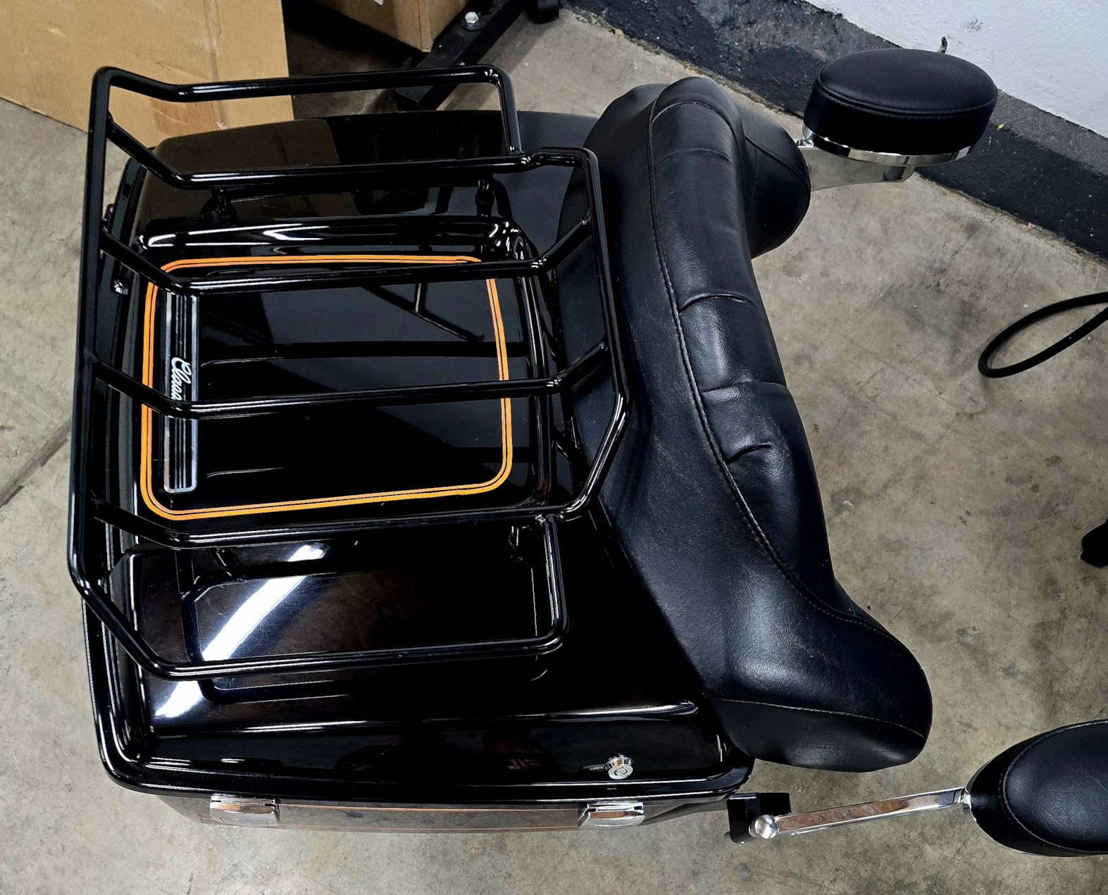 Motorcycles Air Wing Black Luggage Rack Carrier Trunk Top Rack Rail Mount Compatible with Harley Touring CVO Street Glide Electra Glide Road Glide Road King Ultra Limited 1984-2026 customer photo 1