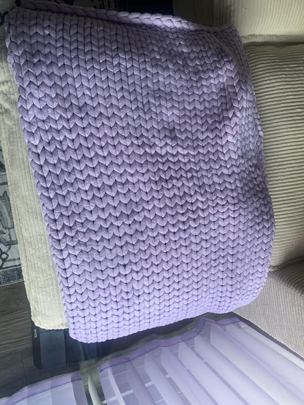 YnM Chunky Throw Blanket, Medium-Weight, Hand Knitted, Skin Friendly, Ventilated and Breathable, Machine Washable, Home Décor Piece for Couch, Sofa and Bed (Beige, 60x80 Inch) customer photo 1