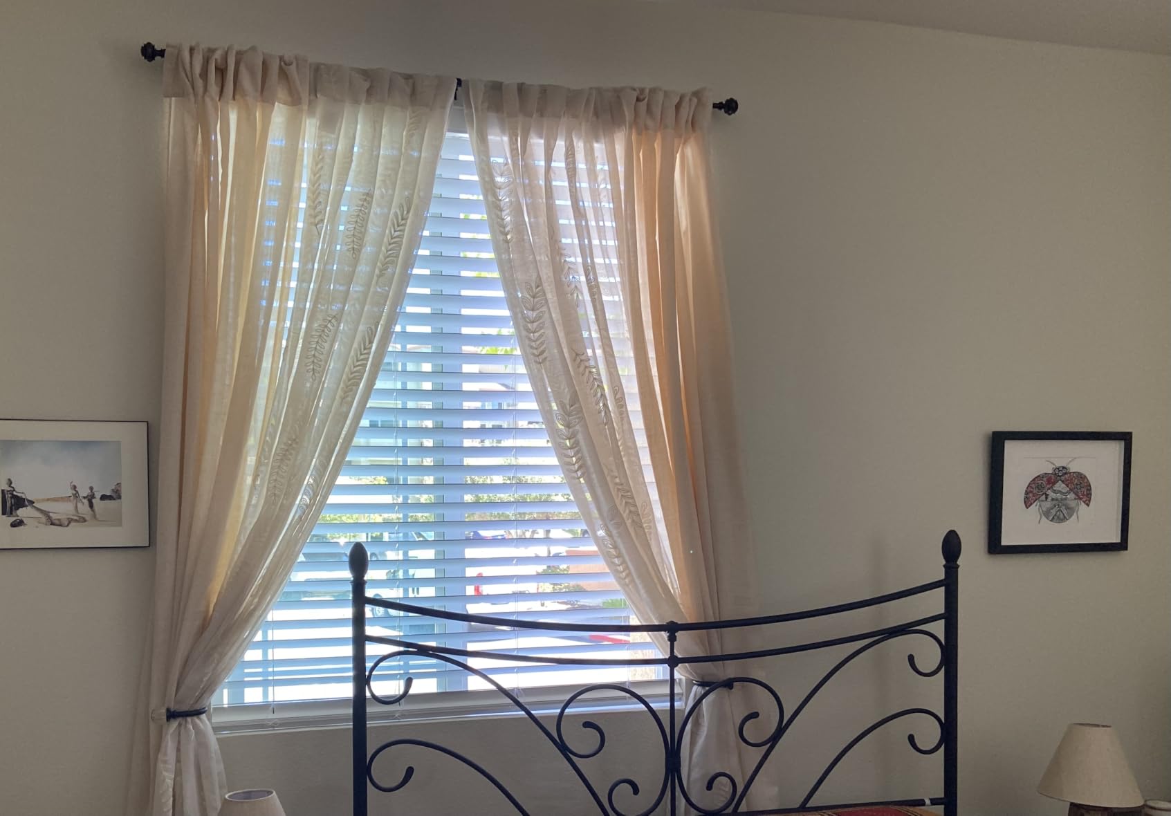 Back Tab Linen Curtains 96 inches Long 2 Panels Set for Living Room Sliding Glass Door Ivory Cream Semi Sheer Curtains Light Filtering Canvas Cloth Linen Drapes 96 inch Floor to Ceiling Length customer photo 1