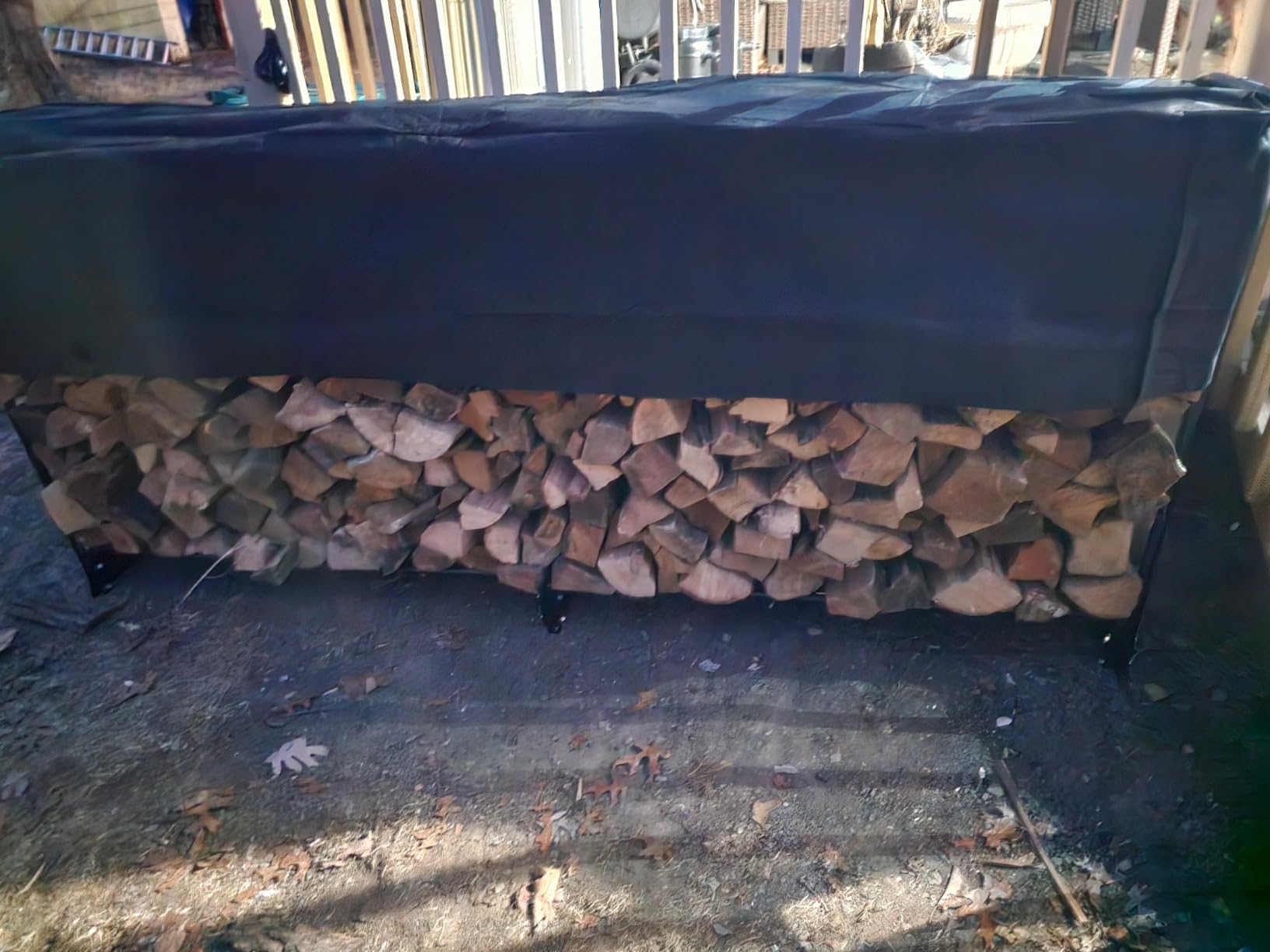VEVOR 12.7FT Outdoor Firewood Rack with Cover, Firewood Holder for 3/4 Cord - Heavy Duty Wood Storage with Half-Covered for Porches Gardens Patios Yards Log Steel Frame UV Protection customer photo 1