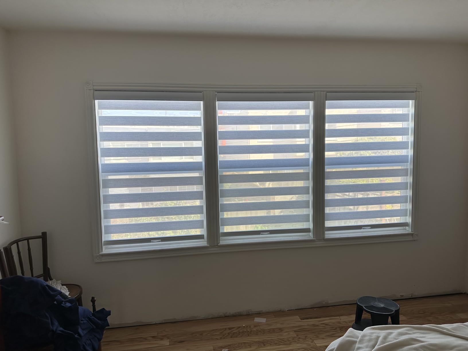Persilux Custom Size Cordless Zebra Blinds for Windows with Jacquard Pattern Roller Shades Light Filtering Sheer Window Shades for Home, Office and Door White customer photo 1