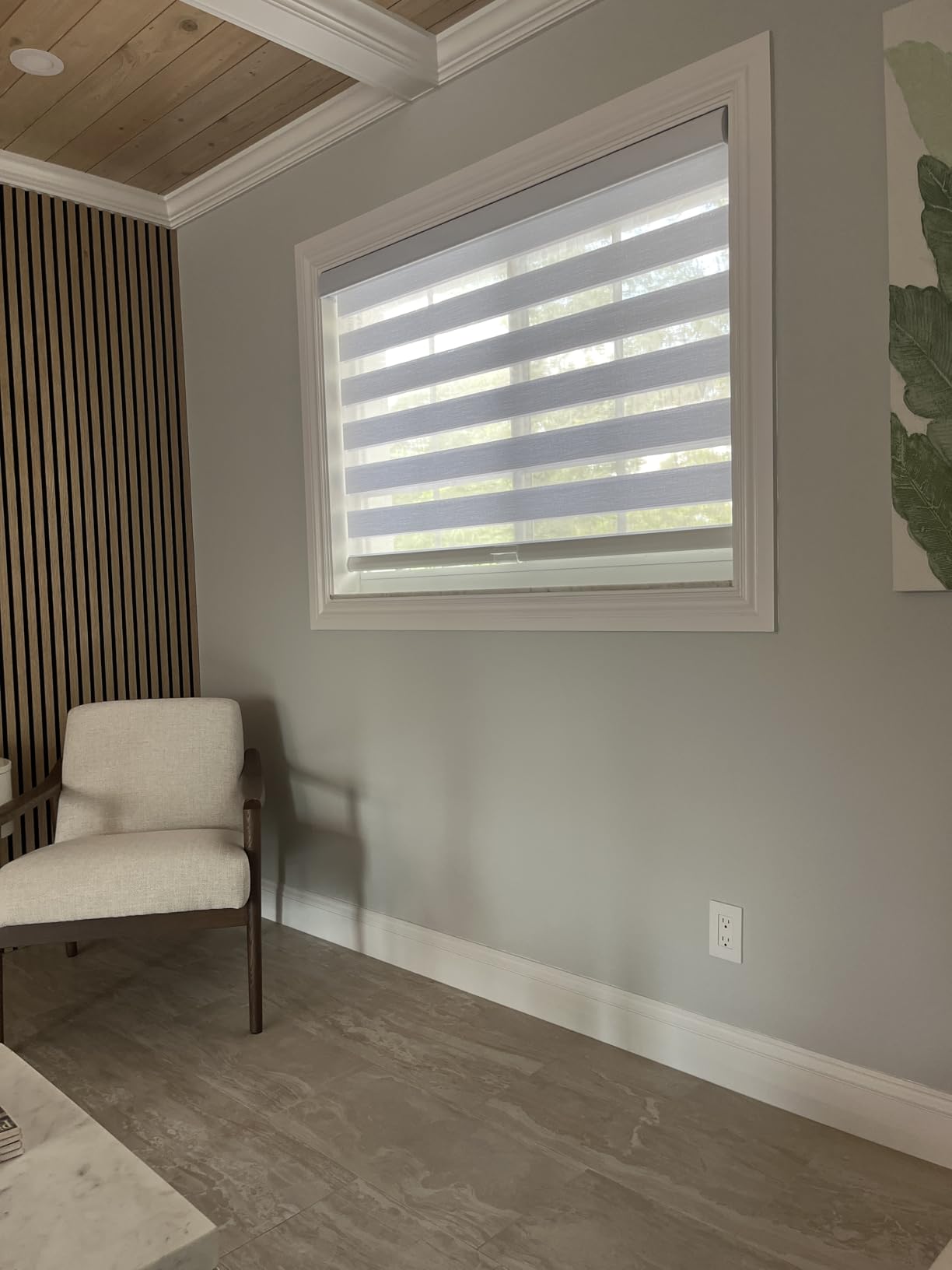 Persilux Custom Size Cordless Zebra Blinds for Windows with Jacquard Pattern Roller Shades Light Filtering Sheer Window Shades for Home, Office and Door White customer photo 2