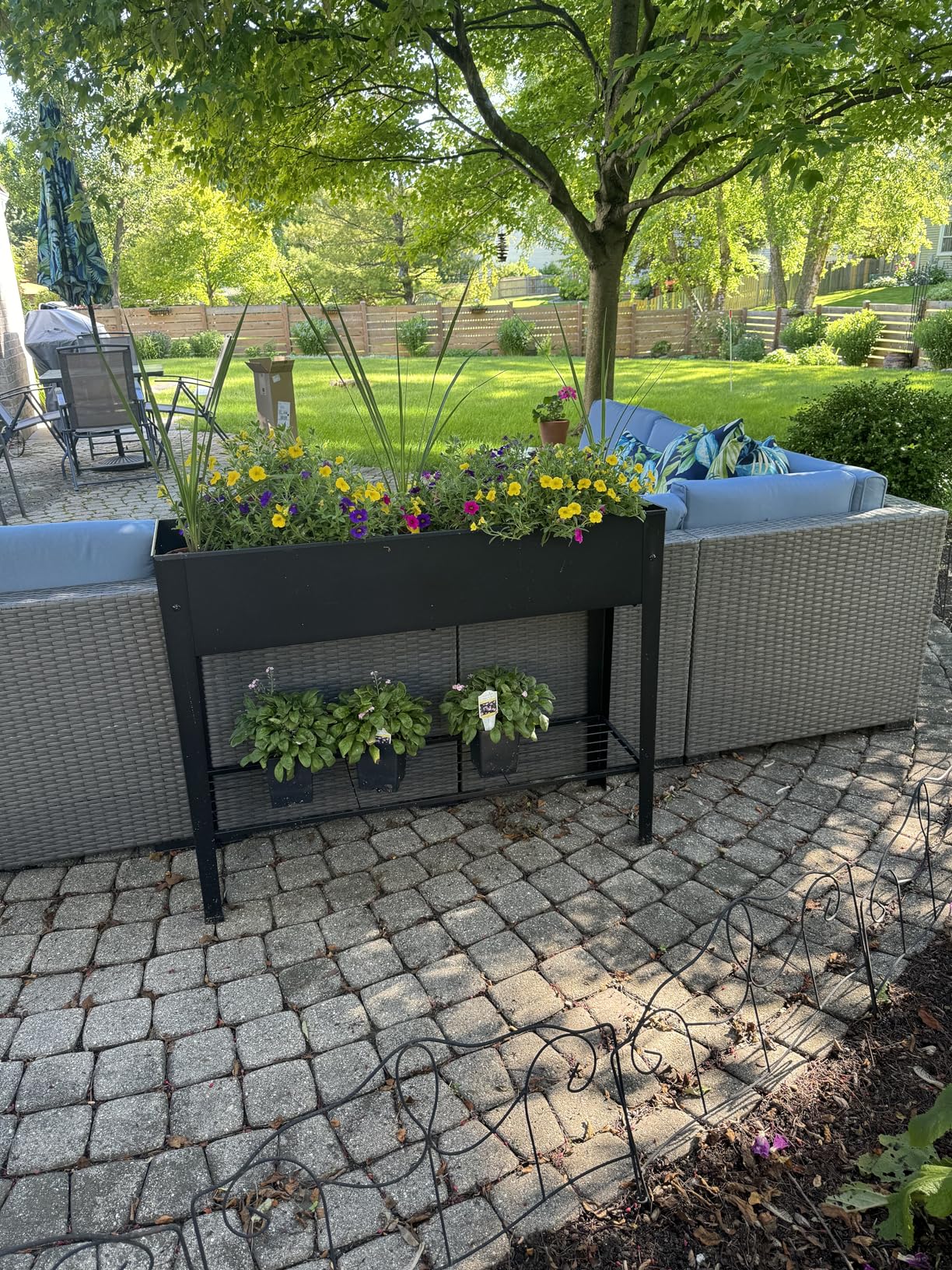 Raised Garden Bed, Elevated Planter Black Metal Plant Box with Legs Standing Garden Stand Drainage Holes Black customer photo 2