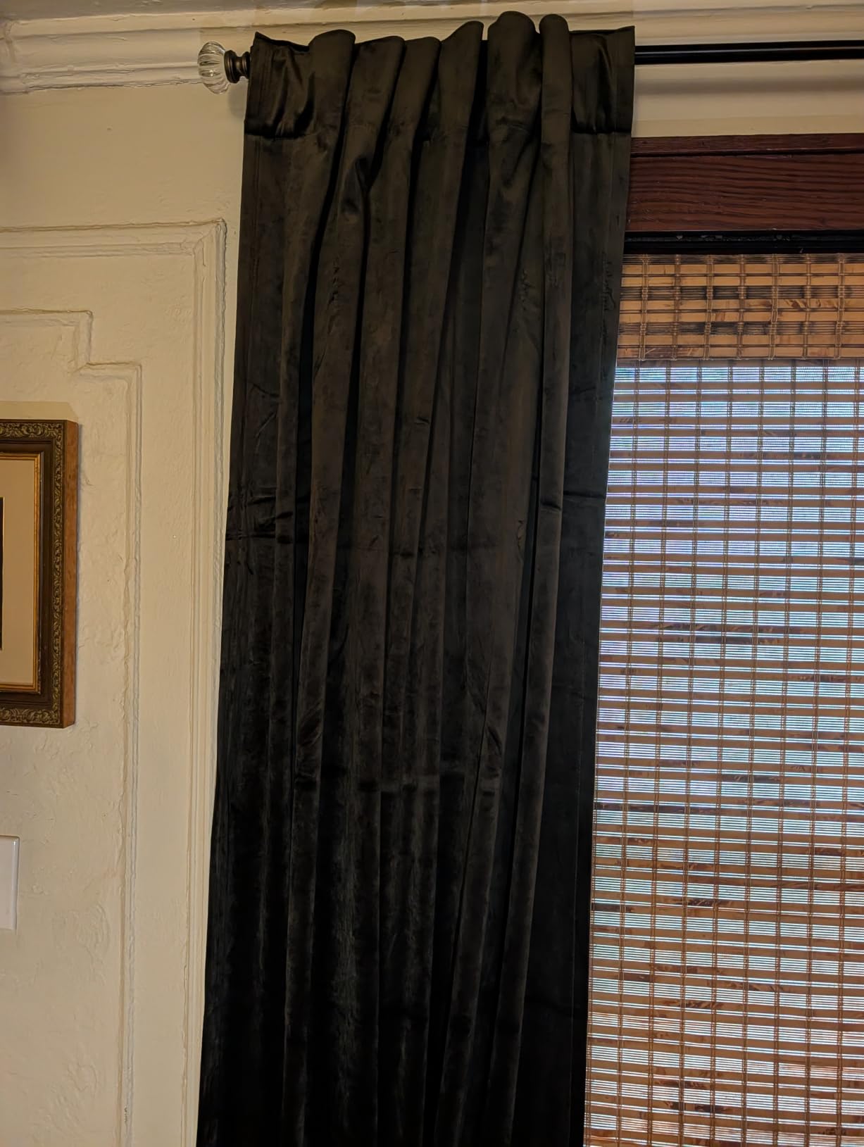 BGment Olive Green Velvet Curtains 90 Inches for Living Room, Thermal Insulated Blackout Curtains Room Darkening Drapes with Back Tab and Rod Pocket for French Door, Set of 2 Panels, 52 x 90 Inch customer photo 1