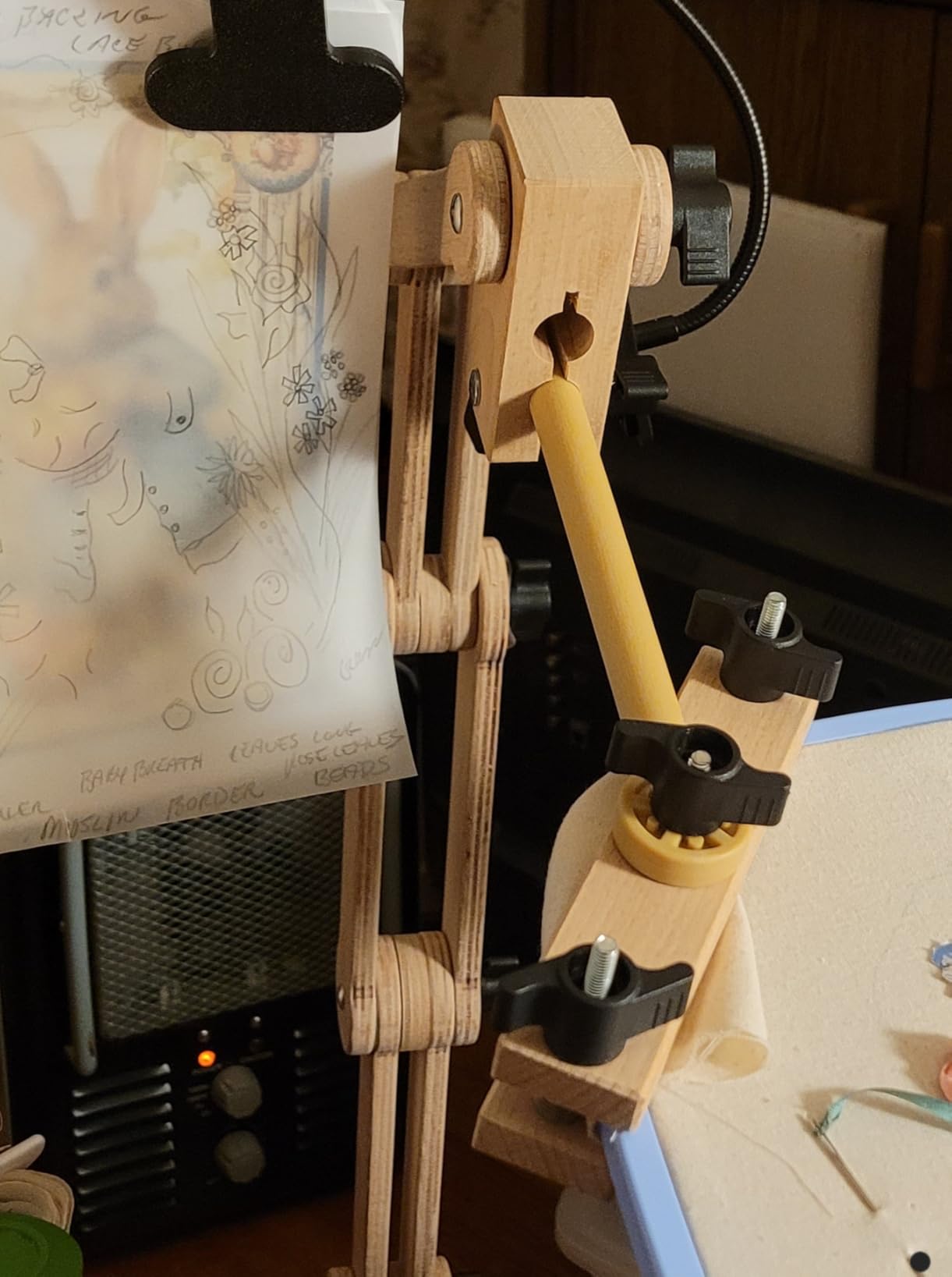 Nurge Adjustable Embroidery Table Stand, Cross Stitch Hoop Stand, Embroidery Hoop Holder. Hand Polished Natural Wood (190-4 Embroidery Stand) customer photo 2