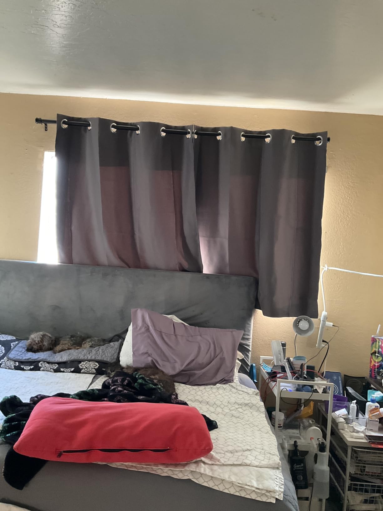 NICETOWN Thermal Insulated Greyish Green Curtains Blackout Draperies, Window Treatment Solid Grommet Room Darkening Drape Panels for Bedroom (Set of 2, 70 by 54 inches Long) customer photo 1