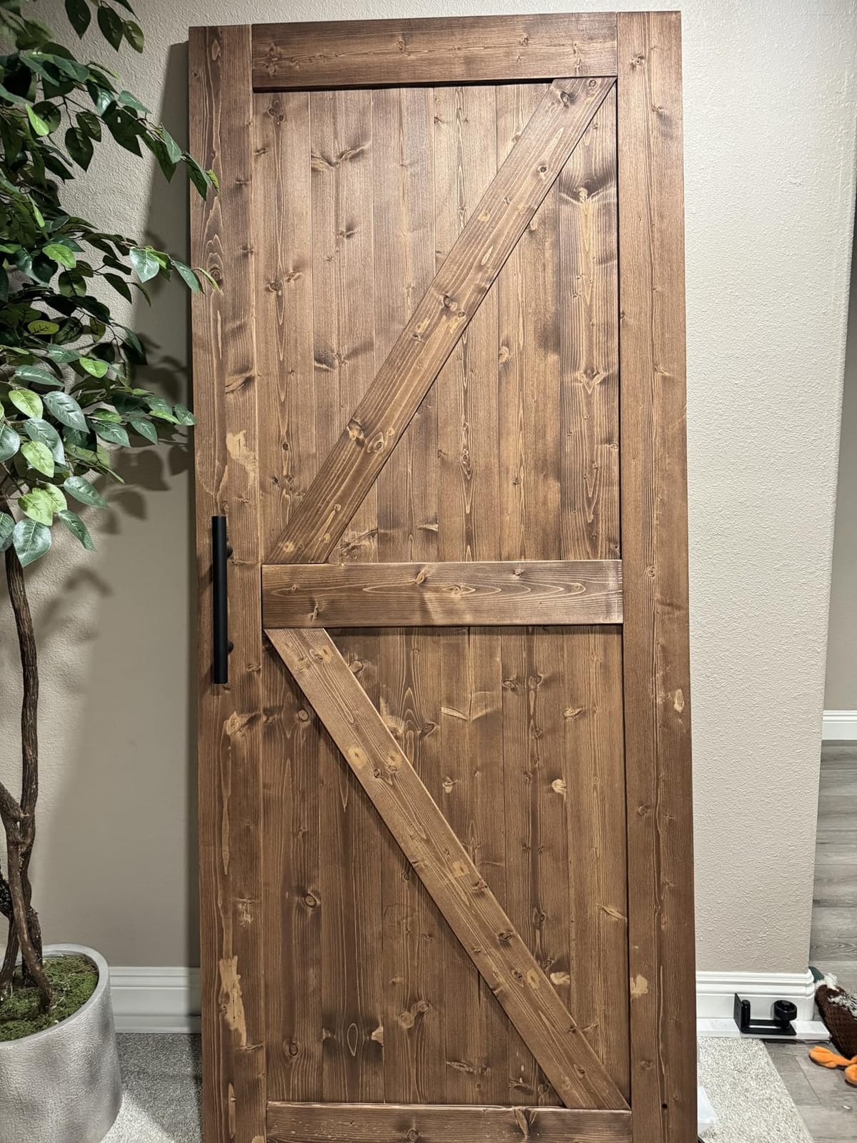 SMARTSTANDARD 30in x 84in Sliding Barn Door with 5ft Barn Door Hardware Kit Included, Unfinished Solid Spruce Wood Door, Assembly Required, DIY, Stainable, Natural customer photo 2
