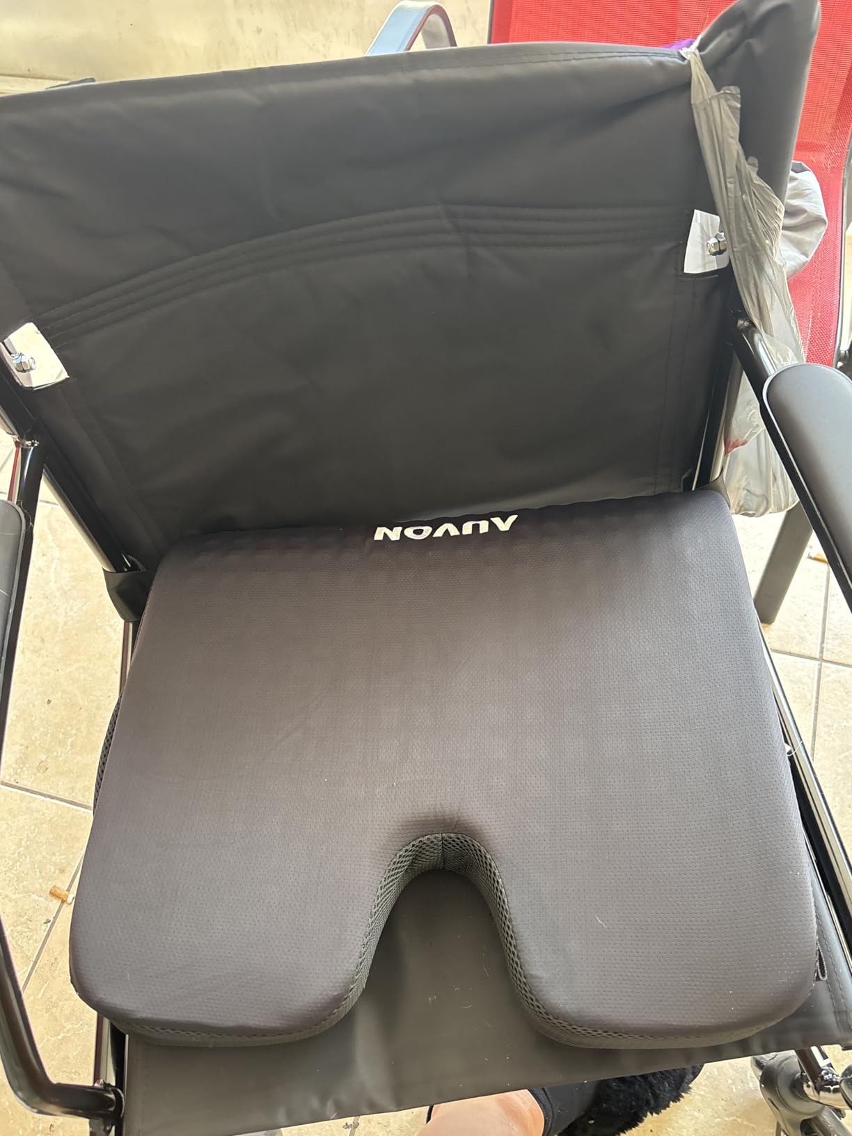 AUVON Gel Wheelchair Seat Cushion with Waterproof Cover for Pressure Sore & Ulcer, Ergonomic Chair Cushion with U-Cutout for Tailbone Pain, Back Pain Relief, Memory Foam Wheelchair Cushion, Anti-Slip customer photo 2