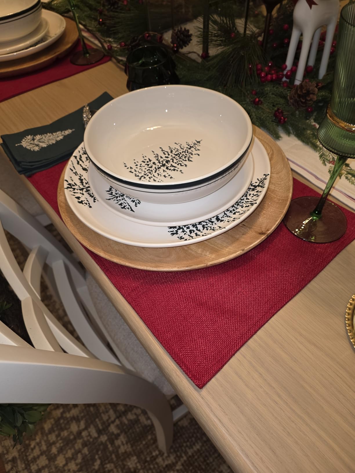SLKQG Beige Faux Linen Placemats Set of 8, Heat Resistant Washable Double Layer Cloth Place Mats for Dining Table, Wrinkle Resistant Linen Textured Farmhouse Kitchen Decor customer photo 2