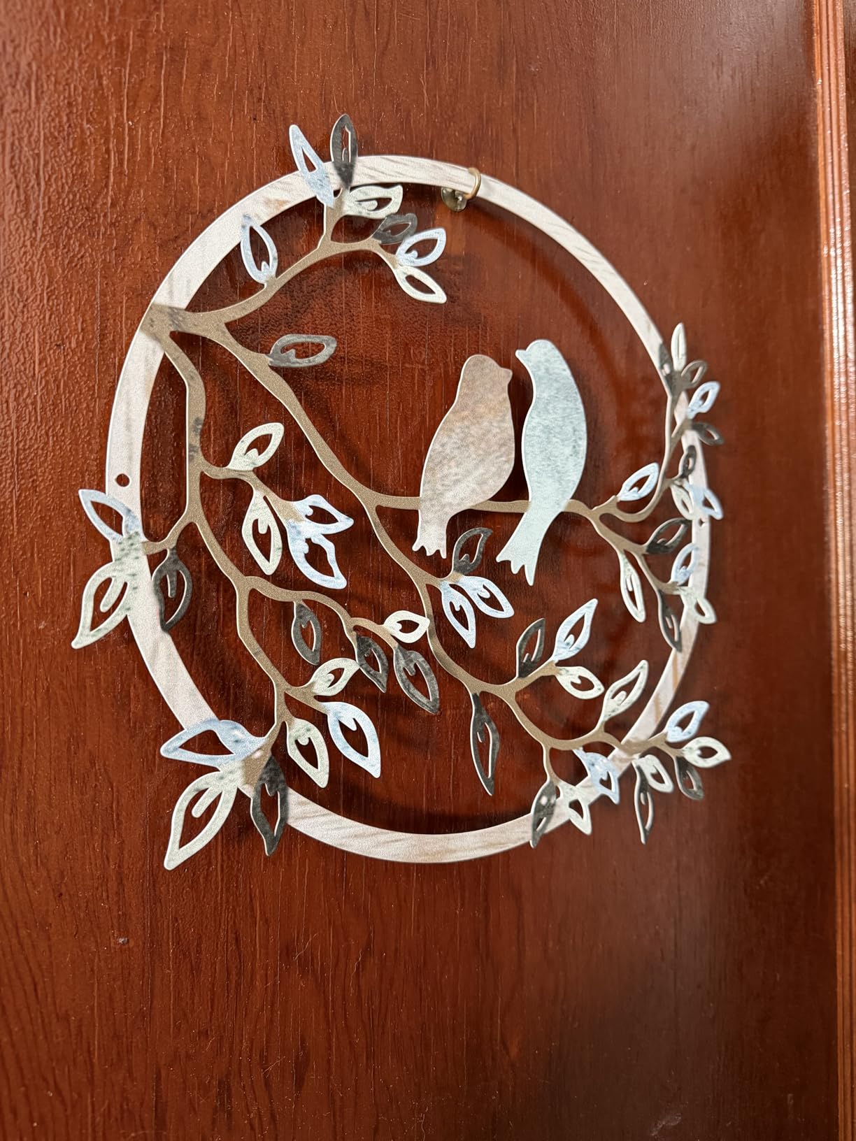 Ferraycle Metal Wall Art Bird on Tree Branch Silhouette Bird Hanging Ornament Porch Wall Decor customer photo 1