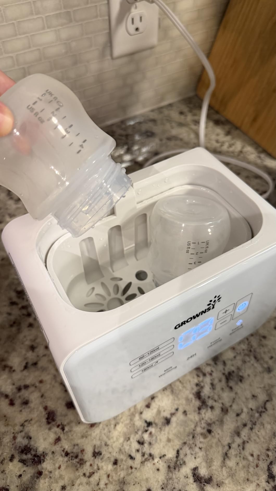 Baby Bottle Warmer, Grownsy 10-in-1 Fast Bottle Warmer Accurate Temp Control, with LCD Display, Timer, Defrost, Sterilizing, Keep 24H, Double Bottle Warmer for Breastmilk& Formula, Heat Baby Food customer photo 2