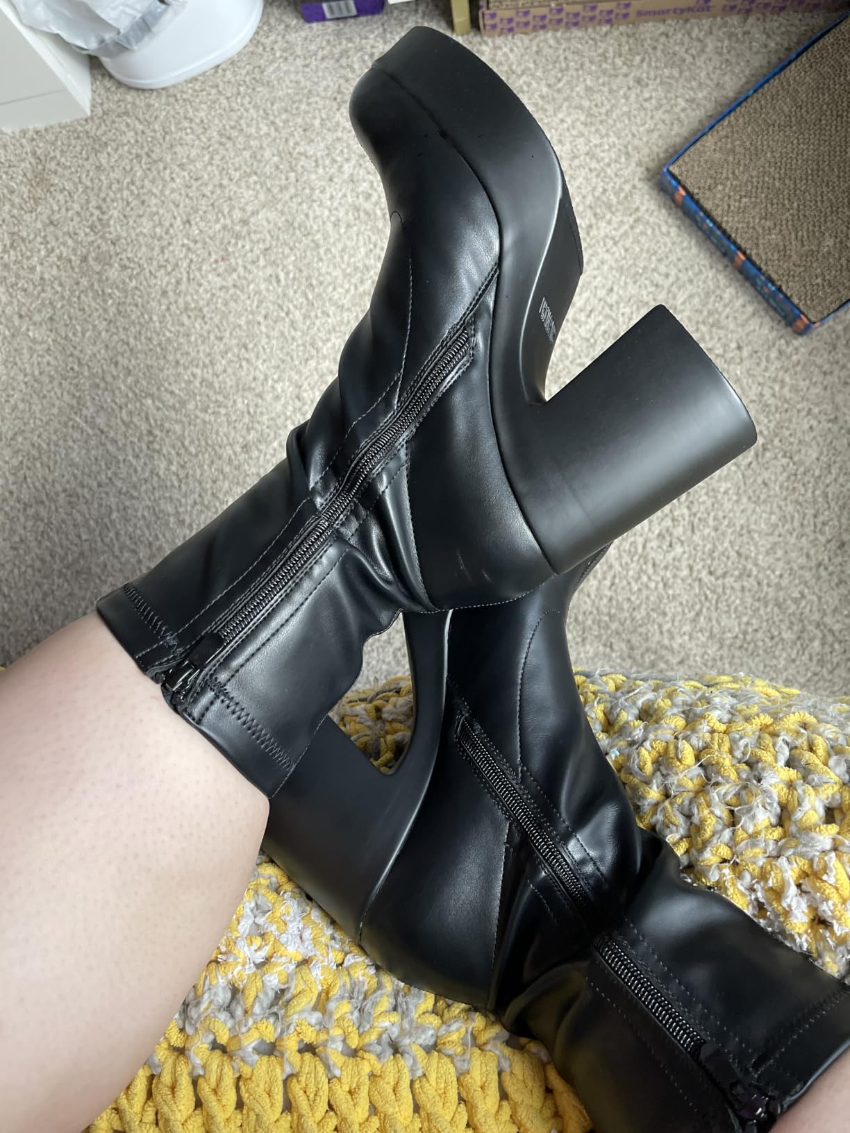 DREAM PAIRS Women's Gogo Ankle Boots Platform Shoes | High Chunky Block Heel, Square Toe, Short Booties, Casual Theme Party, Fashion Dress Shoes customer photo 1