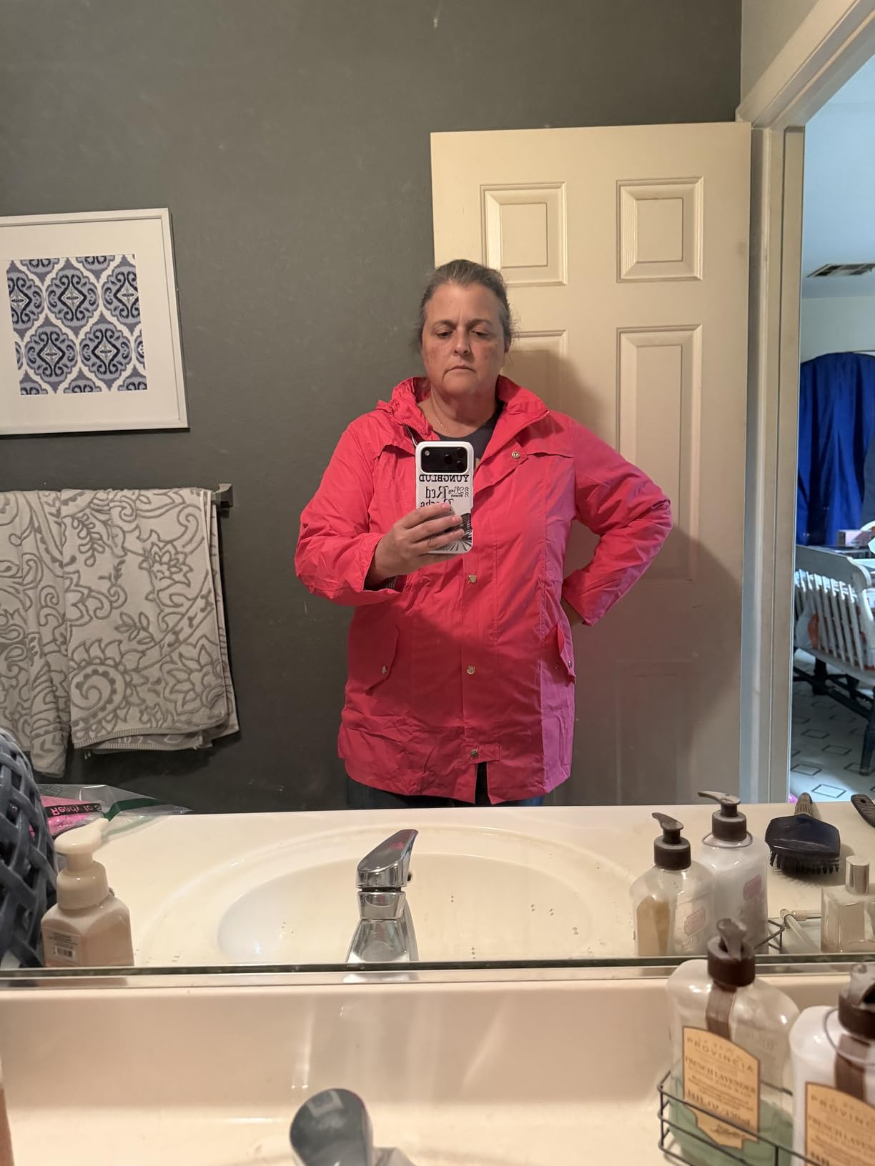 Rain Jacket Women Striped Lined Hooded Lightweight Raincoat Outdoor Waterproof Windbreaker customer photo 2
