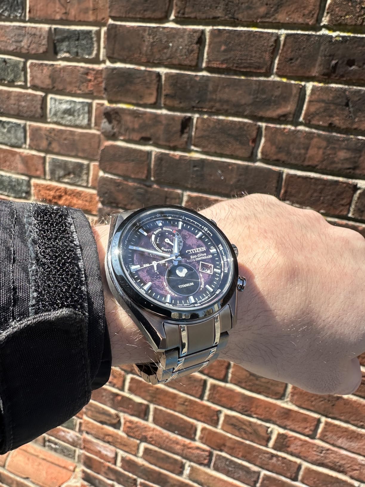 Eco-Drive Tsuki-yomi A-T Red Dial Super Titanium Bracelet Watch | 43mm | BY1018-55X customer photo 1
