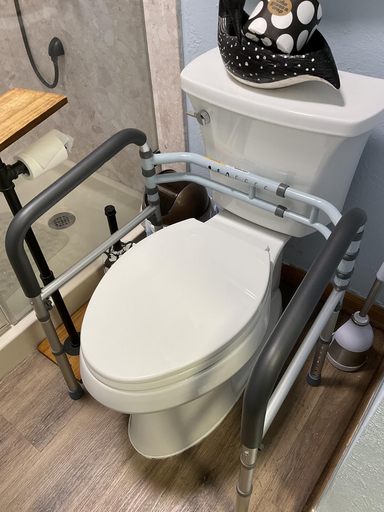 Lianjindun Toilet Safety Rails, 350 lbs, Adjustable Height & Width | Fits Most Toilets, Foldable Design, 350 Lbs Capacity, Aluminum Toilet Frame, Toilet Handles for Seniors, Disabled, Handicap customer photo 1