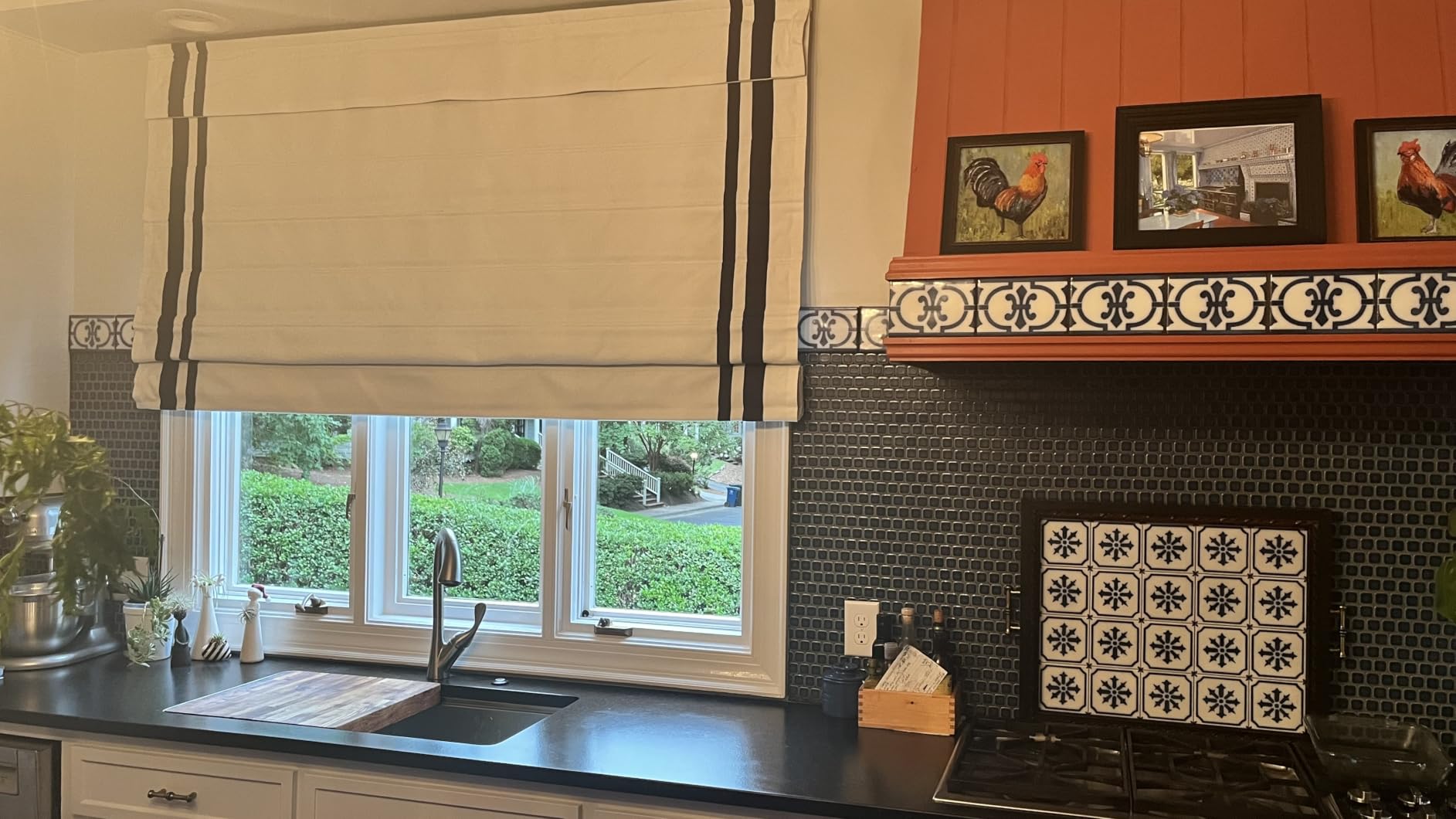 Cordless Roman Shades Linen Off White Blackout, Custom Washable Roman Shades for Windows, French Doors, Kitchen Windows customer photo 2