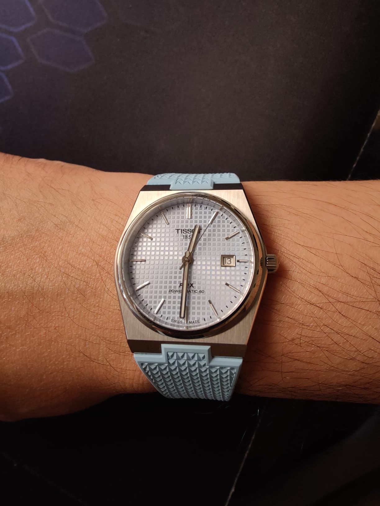 Tissot PRX Powermatic 80 316L Stainless Steel case, Swiss Automatic Watch for Men & Women, Ice Blue Dial, Stainless Steel, (T1374071135100) customer photo 2