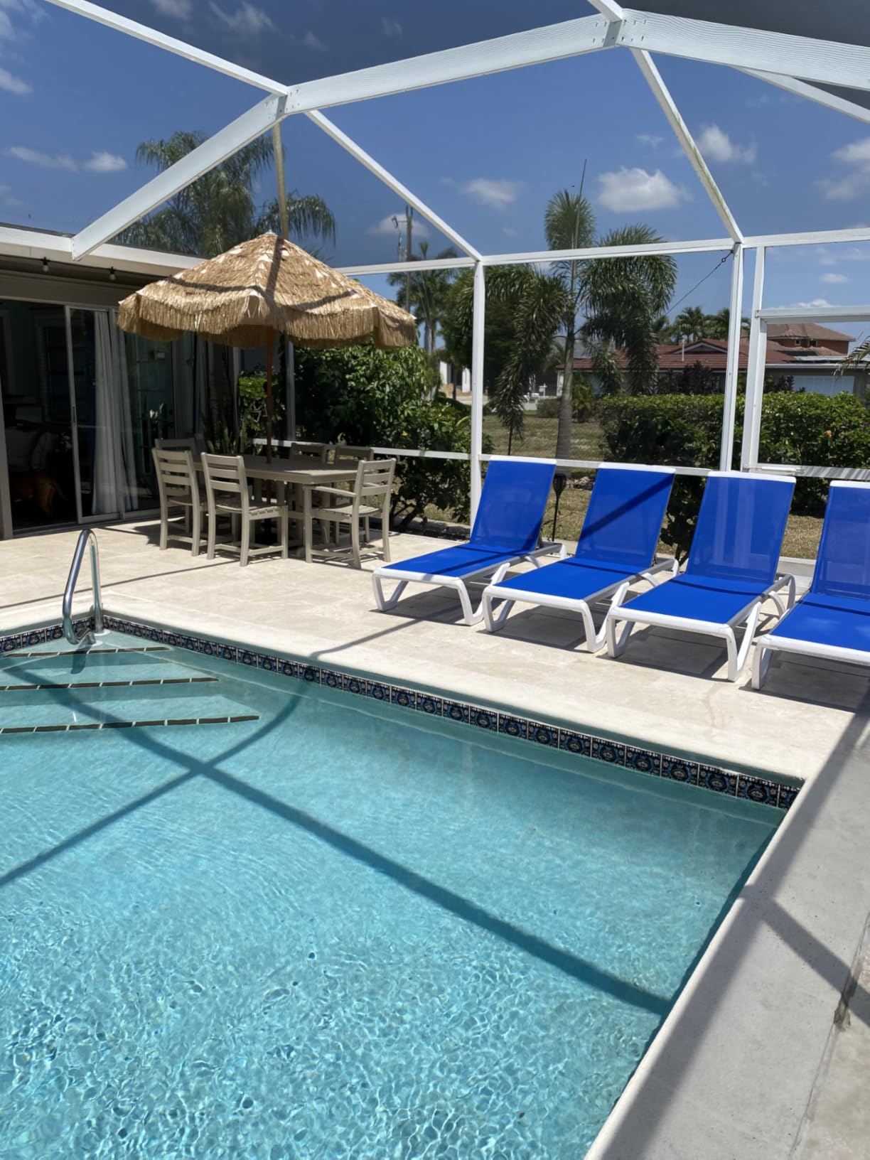 Kozyard Outdoor Chaise Lounge Chair, Full Flat Adjustable Patio Lounger with Aluminum Frame & Resin Legs, Textilene Fabric for Poolside, Backyard & Beach (Aqua, 2Chairs + Table) customer photo 1