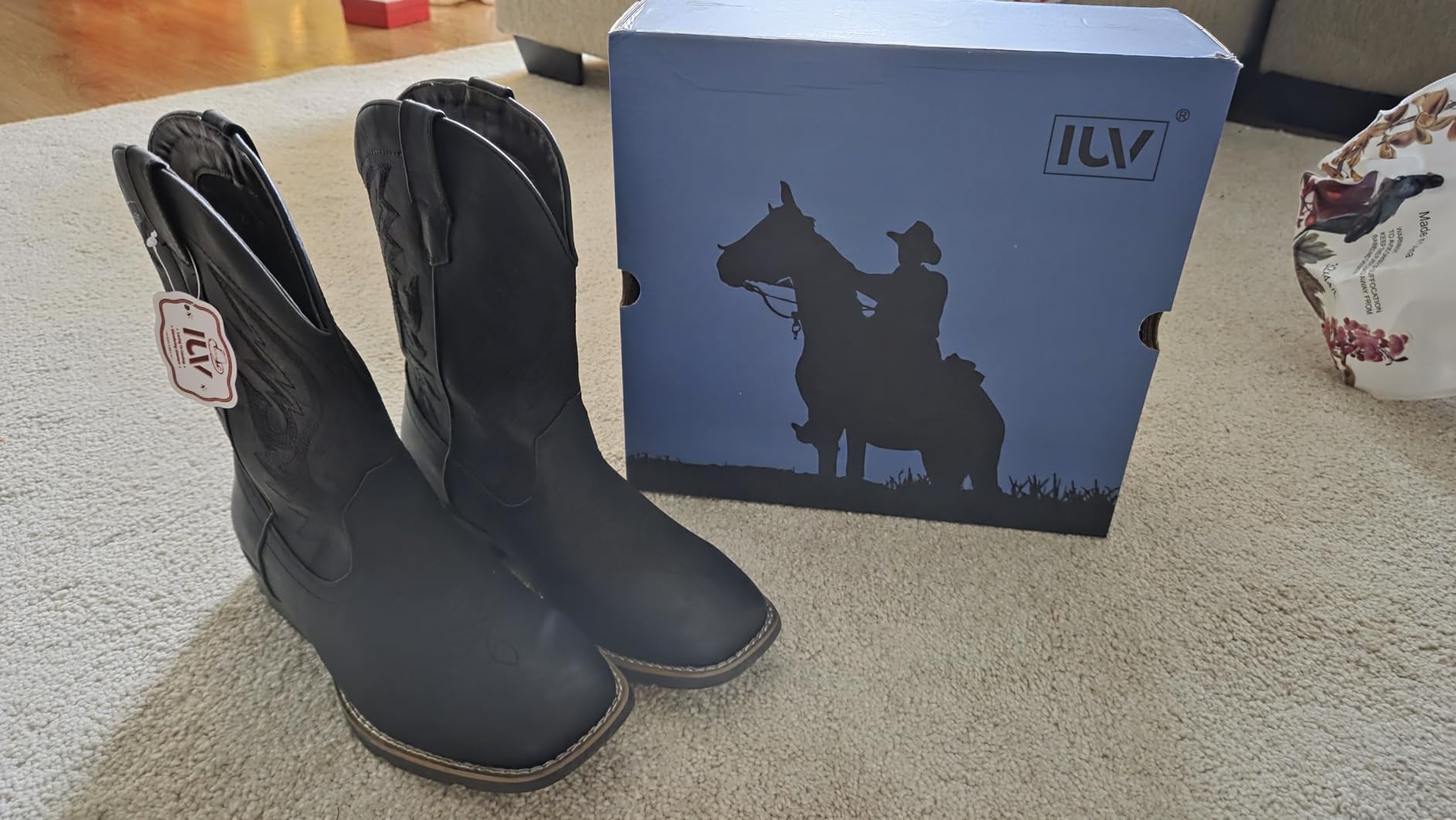 IUV Cowboy Boots For Men with Wide Square Toe Western Retro Boot | Casual Boots customer photo 1