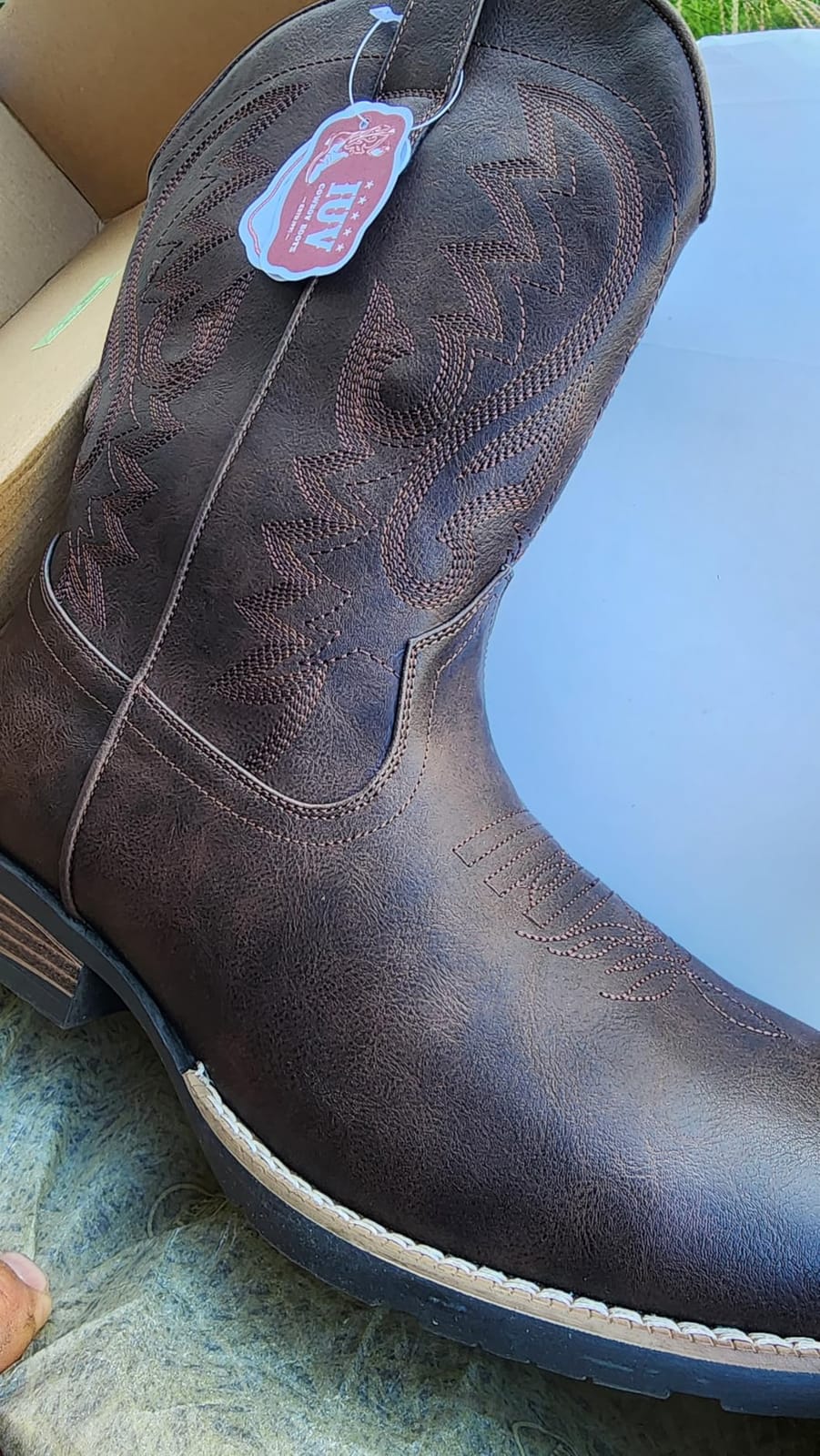 IUV Cowboy Boots For Men with Wide Square Toe Western Retro Boot | Casual Boots customer photo 2