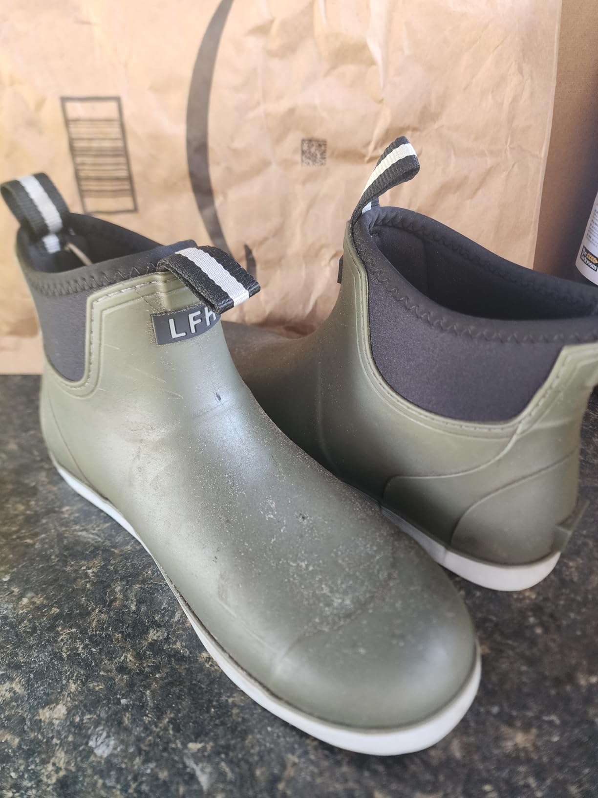 Men's Deck Boots, Waterproof Ankle Rain Boots Men Anti-Slip Traction, Outdoor Rubber Fishing Garden Boots High-Performance Shoes for Farming customer photo 1