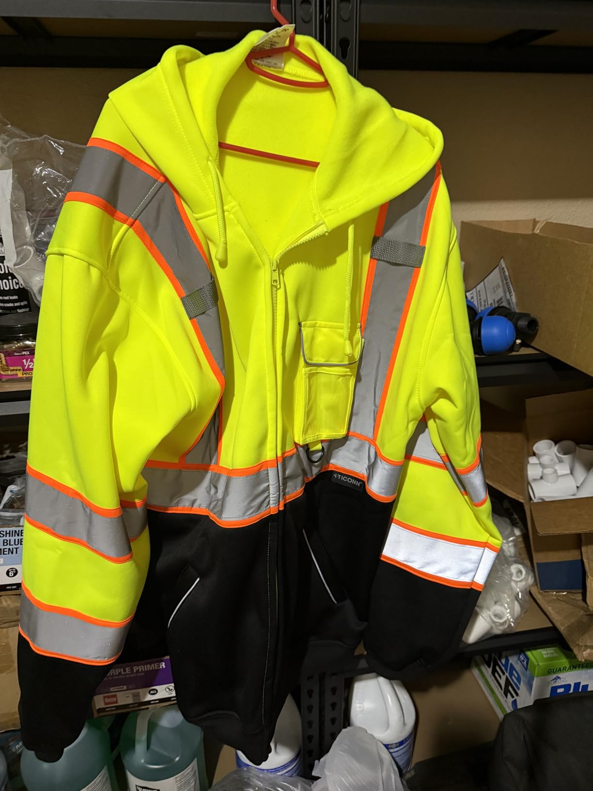 TICONN Hi Vis Safety Hoodie, ANSI Class 3 Reflective Fleece Sweatshirt customer photo 2